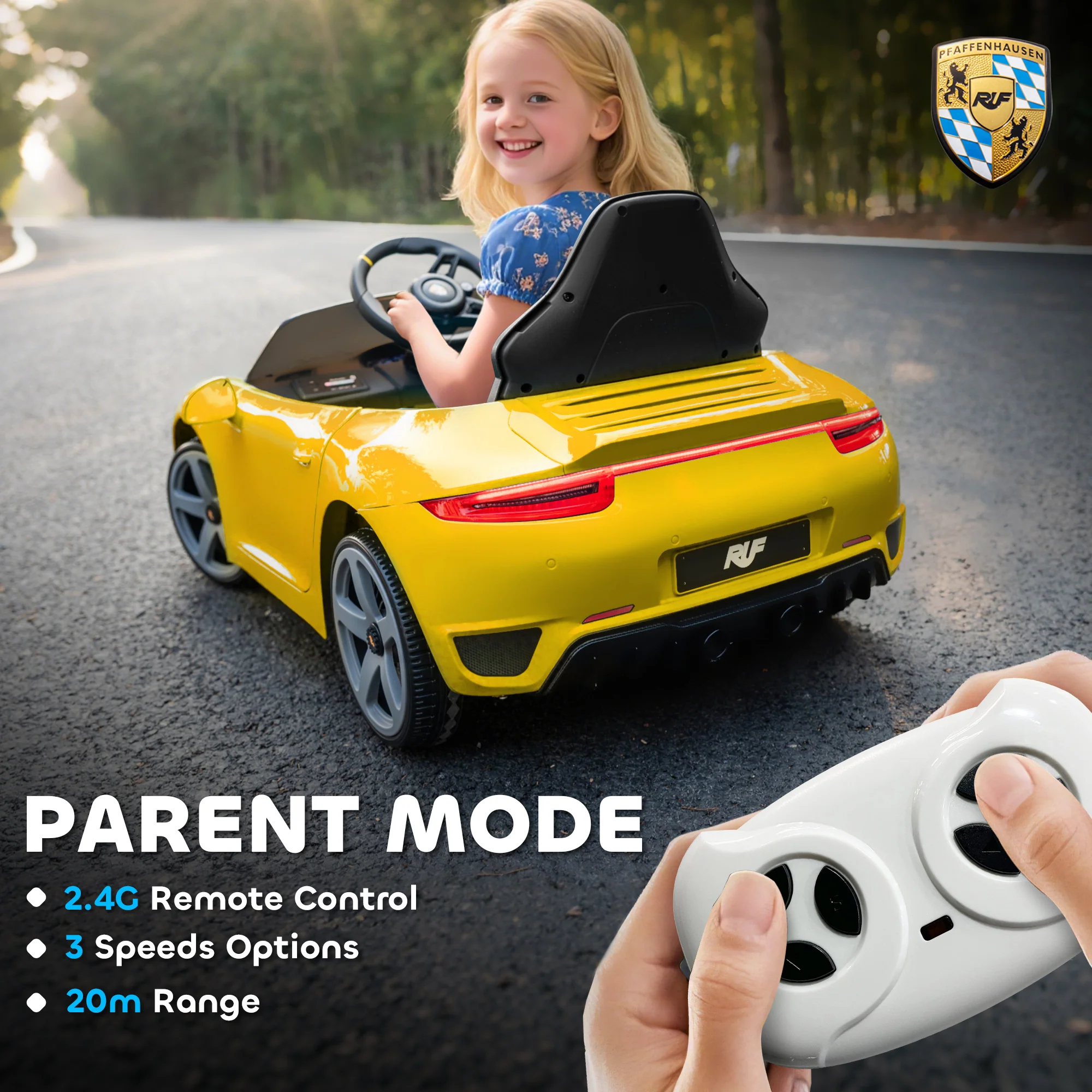 AIYAPLAY Electric Car For Kids 12V Licensed RUF GT For 3-5 Years - Image 22