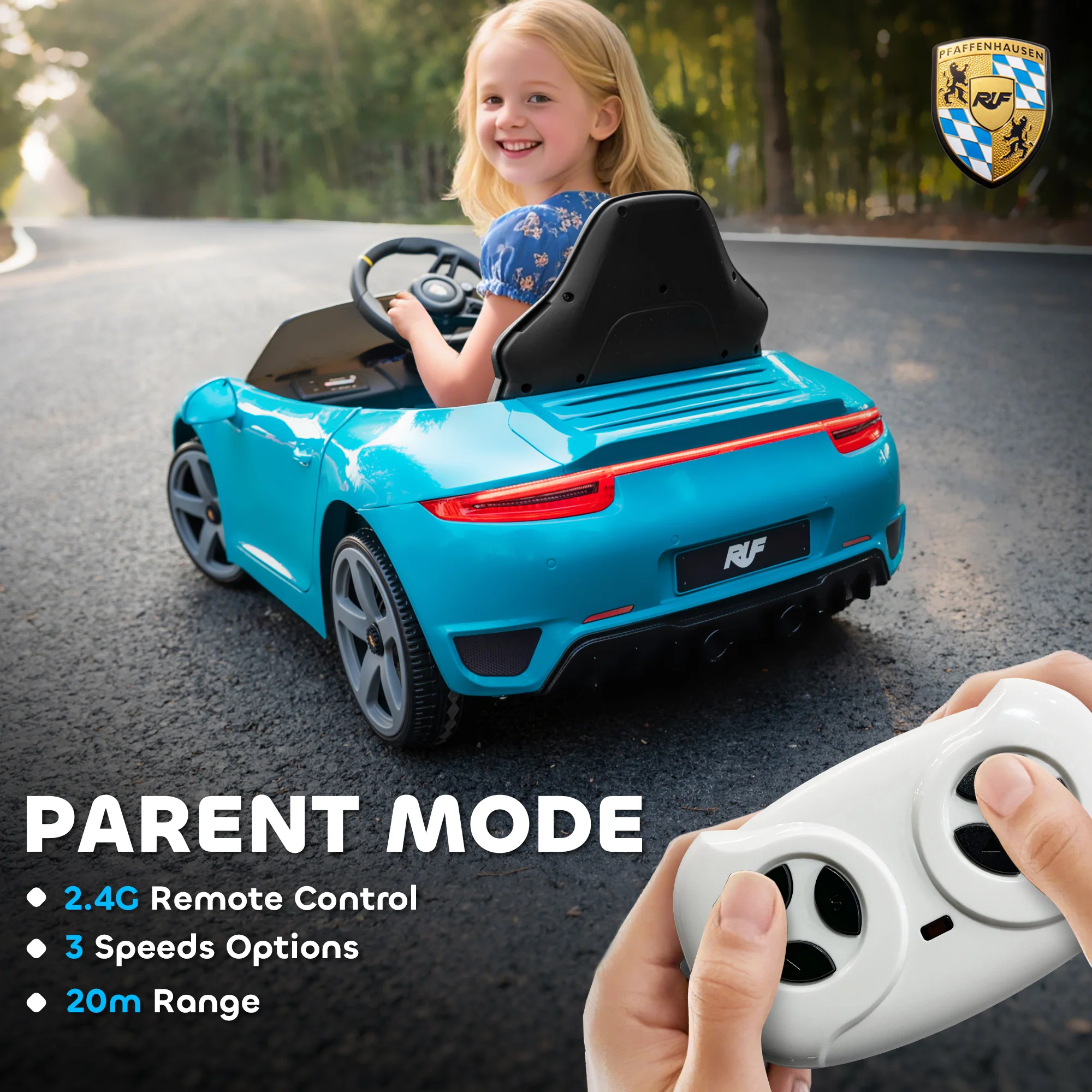 AIYAPLAY Electric Car For Kids 12V Licensed RUF GT For 3-5 Years - Image 4