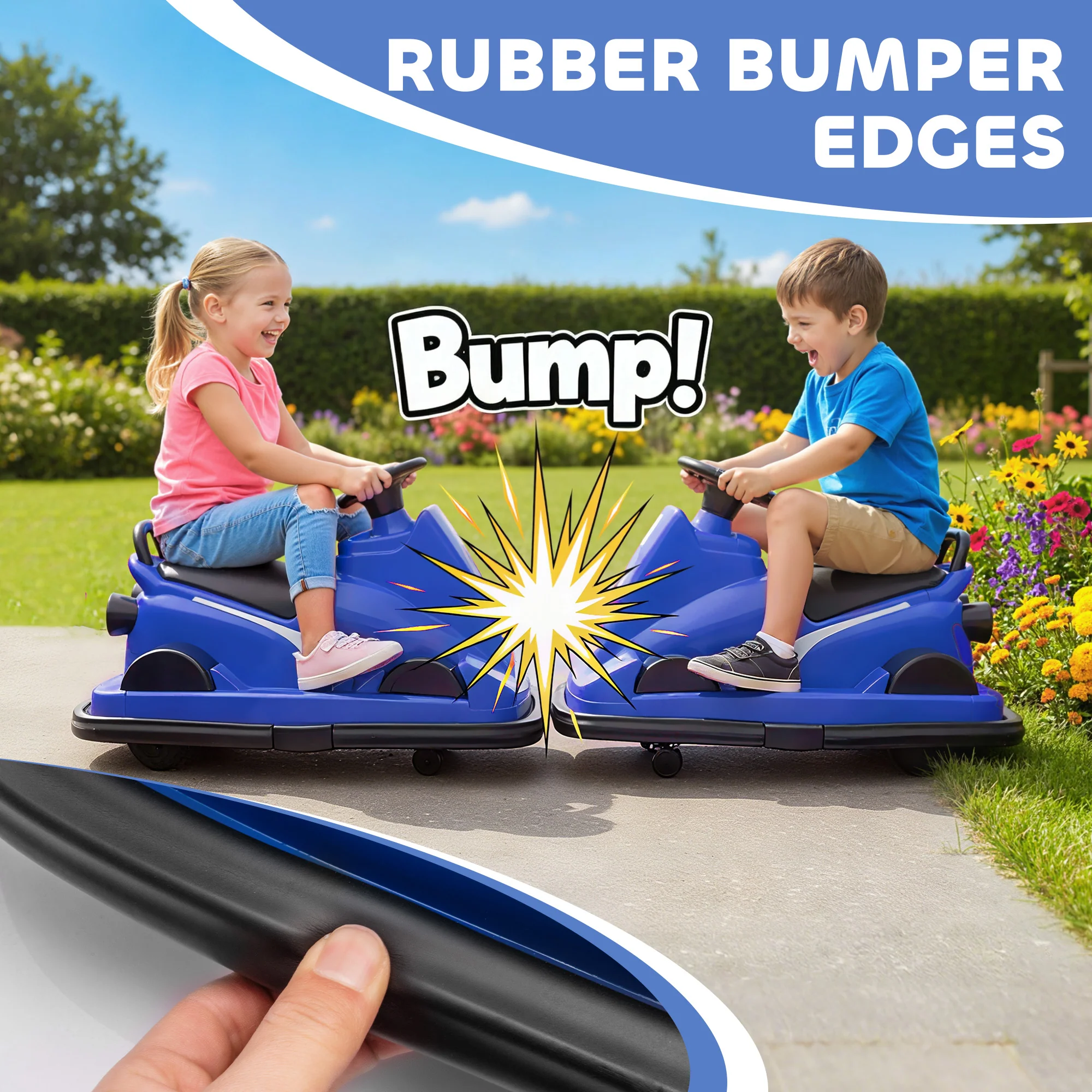AIYAPLAY Electric Kids Bumper Car With 360 Degree Rotation Spin, Blue - Image 6