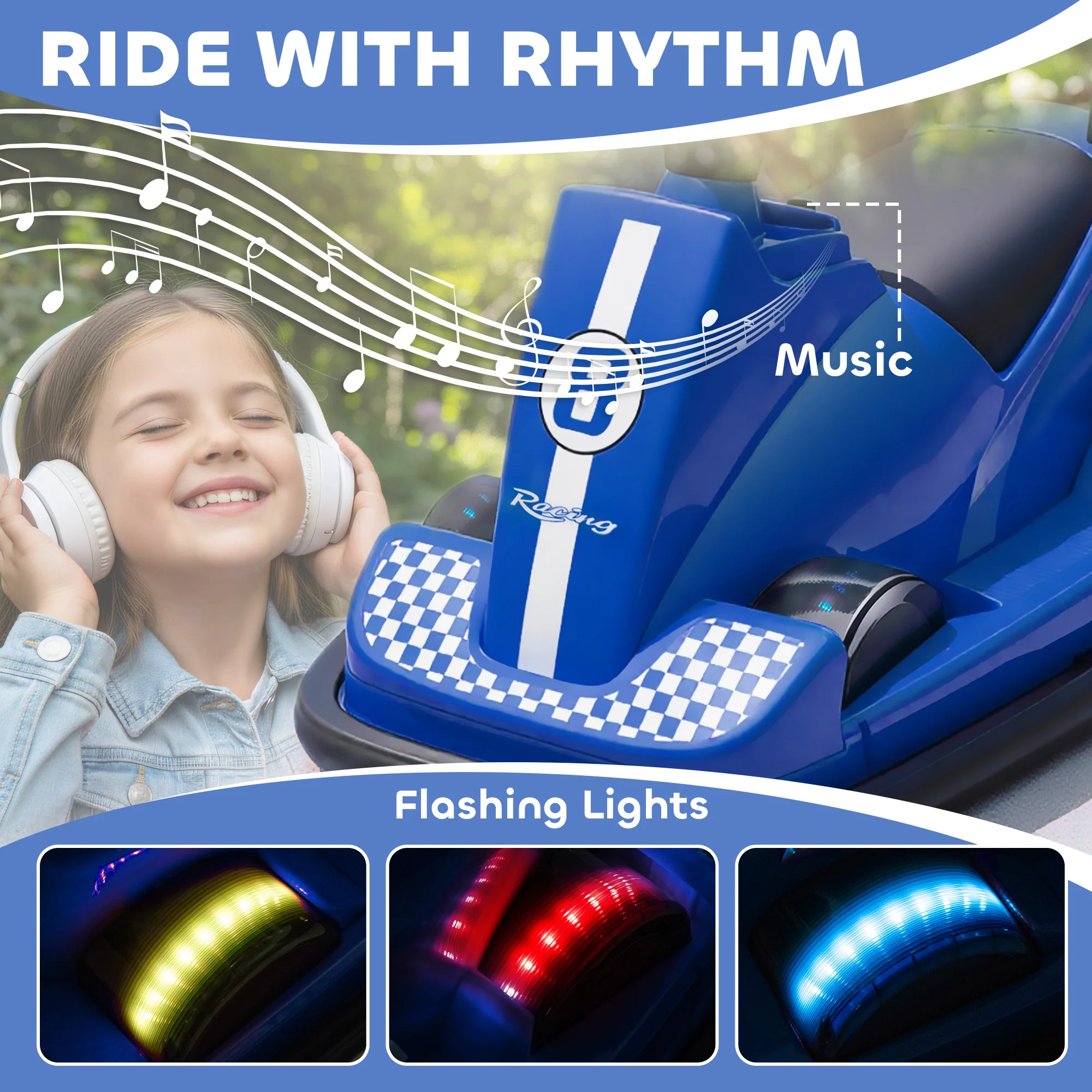 AIYAPLAY Electric Kids Bumper Car With 360 Degree Rotation Spin, Blue - Image 8