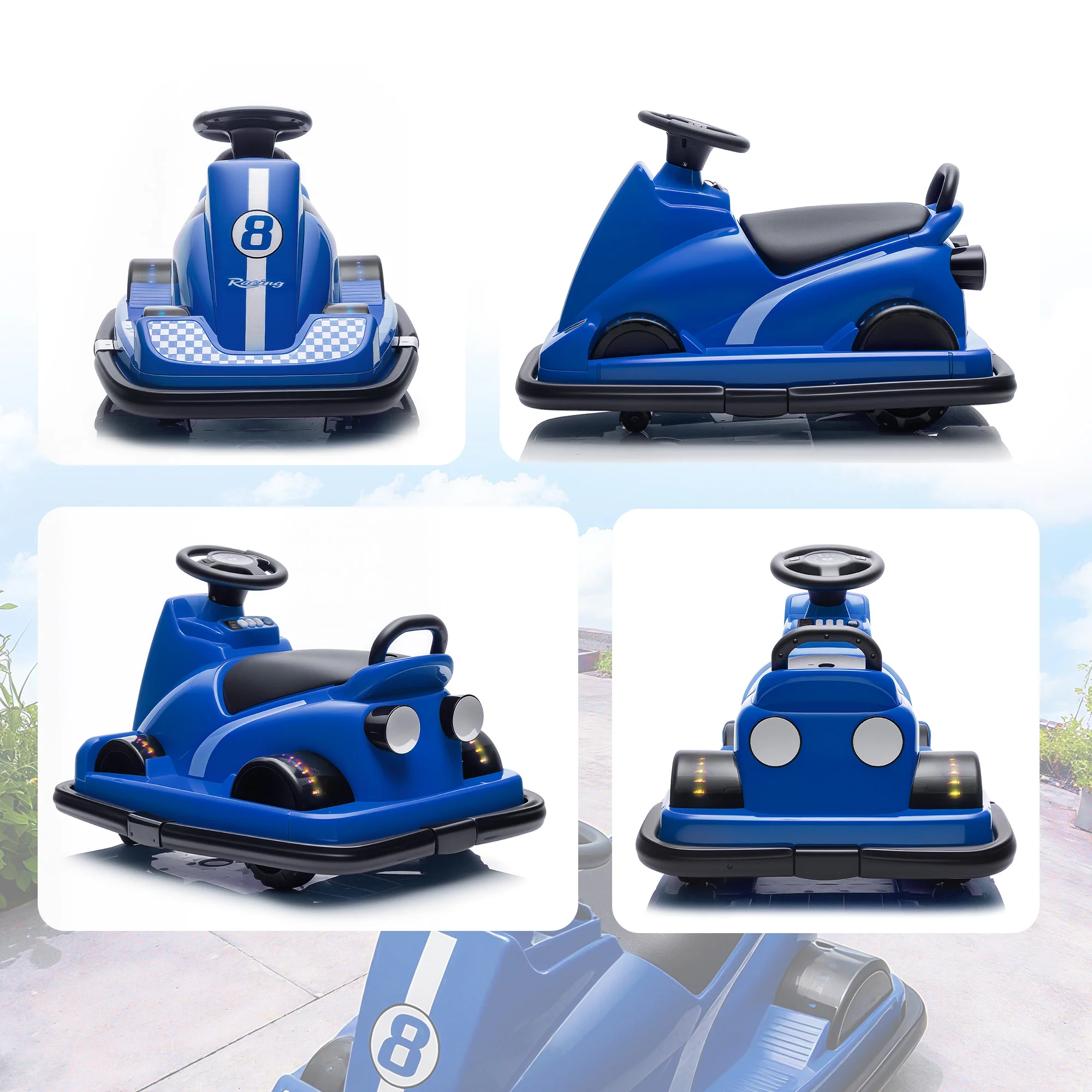 AIYAPLAY Electric Kids Bumper Car With 360 Degree Rotation Spin, Blue - Image 9
