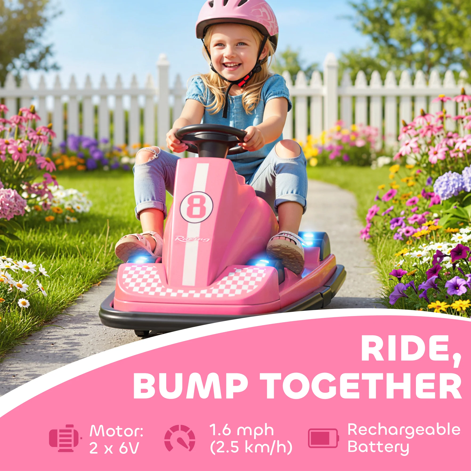 AIYAPLAY Electric Kids Bumper Car With 360 Degree Rotation Spin, Pink - Image 3
