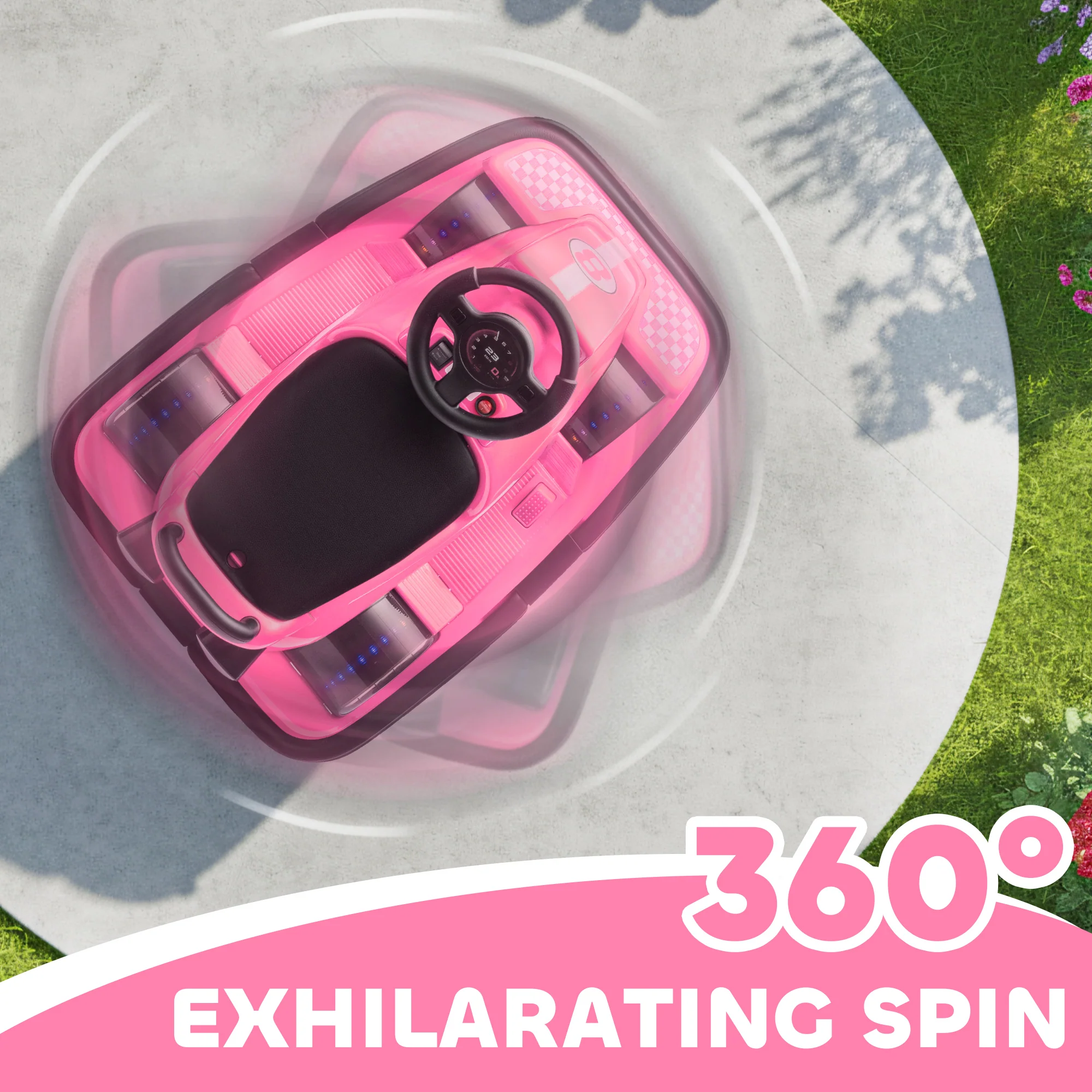 AIYAPLAY Electric Kids Bumper Car With 360 Degree Rotation Spin, Pink - Image 4