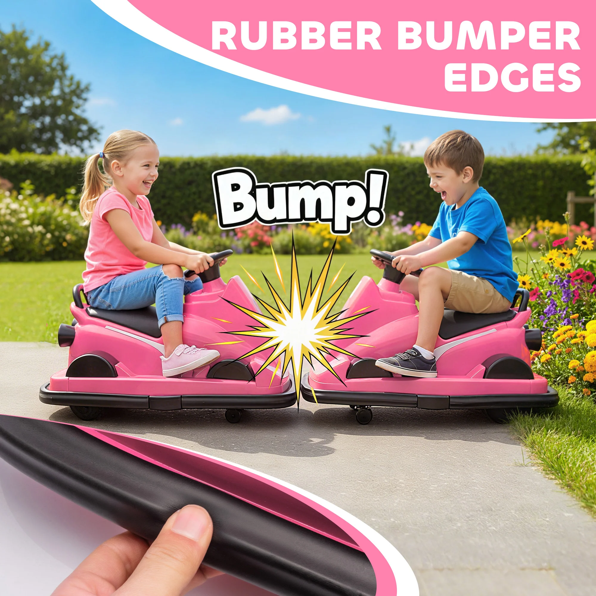 AIYAPLAY Electric Kids Bumper Car With 360 Degree Rotation Spin, Pink - Image 6