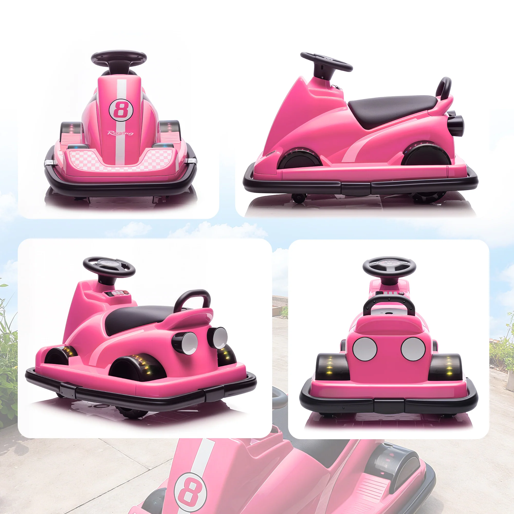 AIYAPLAY Electric Kids Bumper Car With 360 Degree Rotation Spin, Pink - Image 9