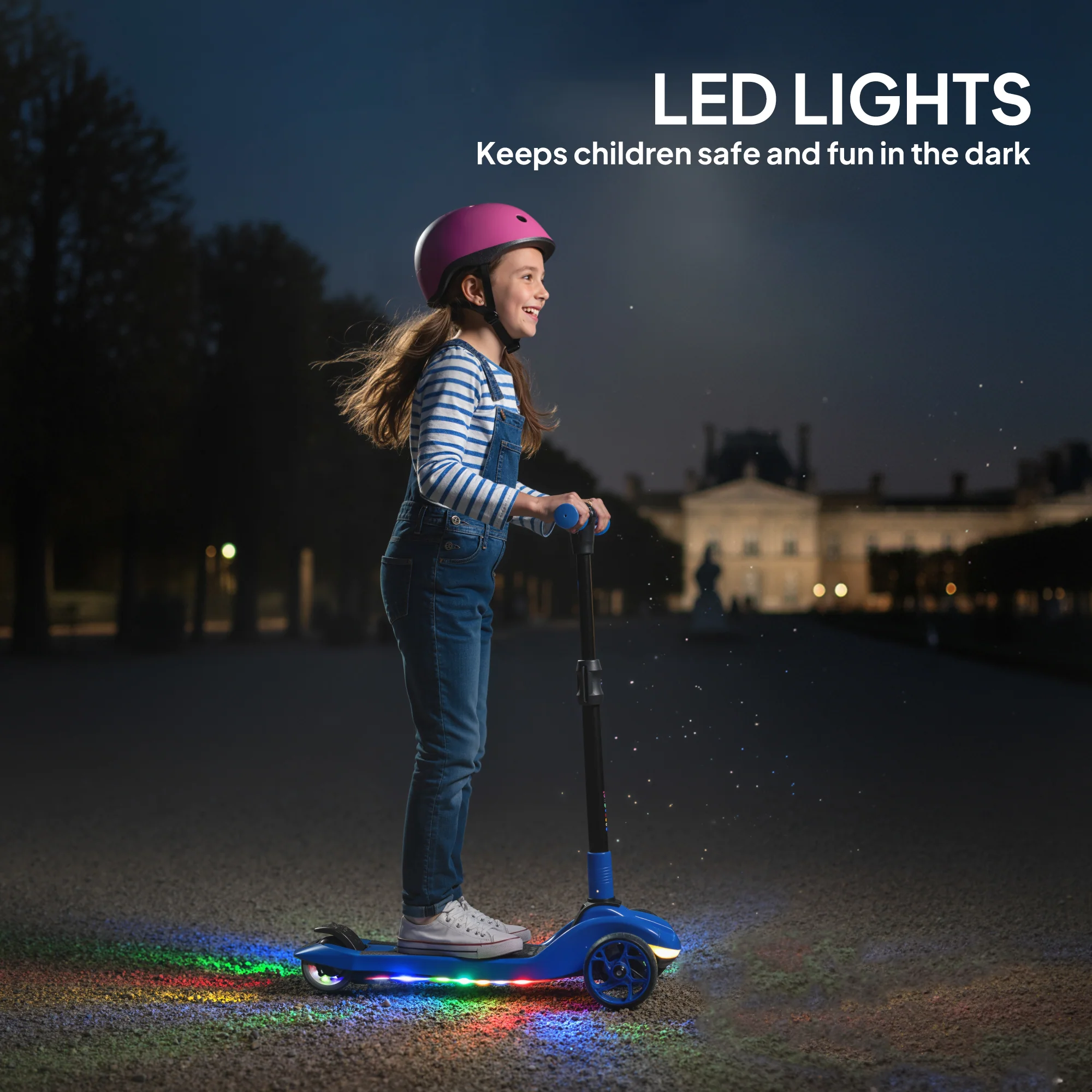 AIYAPLAY Electric Scooter For Age 6-10, 3 Wheel Foldable Kids Scooter, Blue - Image 4