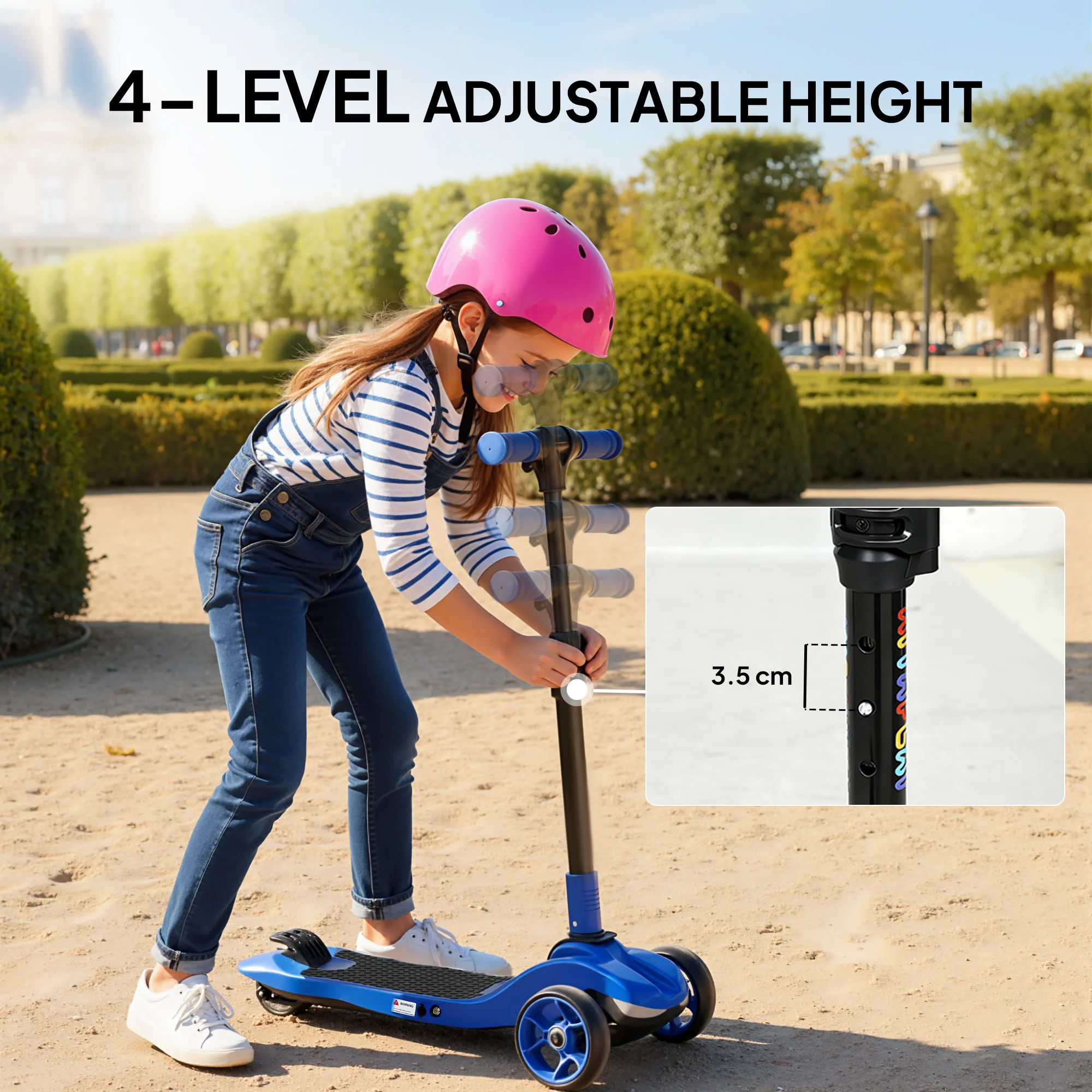 AIYAPLAY Electric Scooter For Age 6-10, 3 Wheel Foldable Kids Scooter, Blue - Image 6