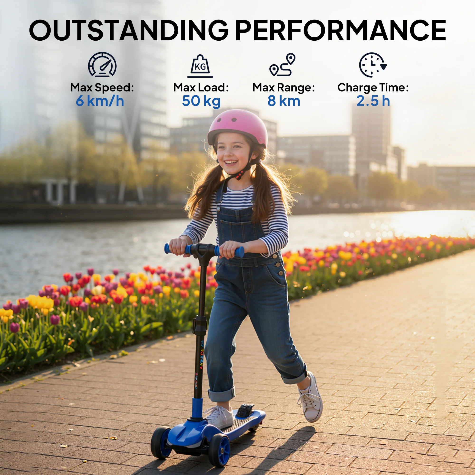 AIYAPLAY Electric Scooter For Age 6-10, 3 Wheel Foldable Kids Scooter, Blue - Image 7