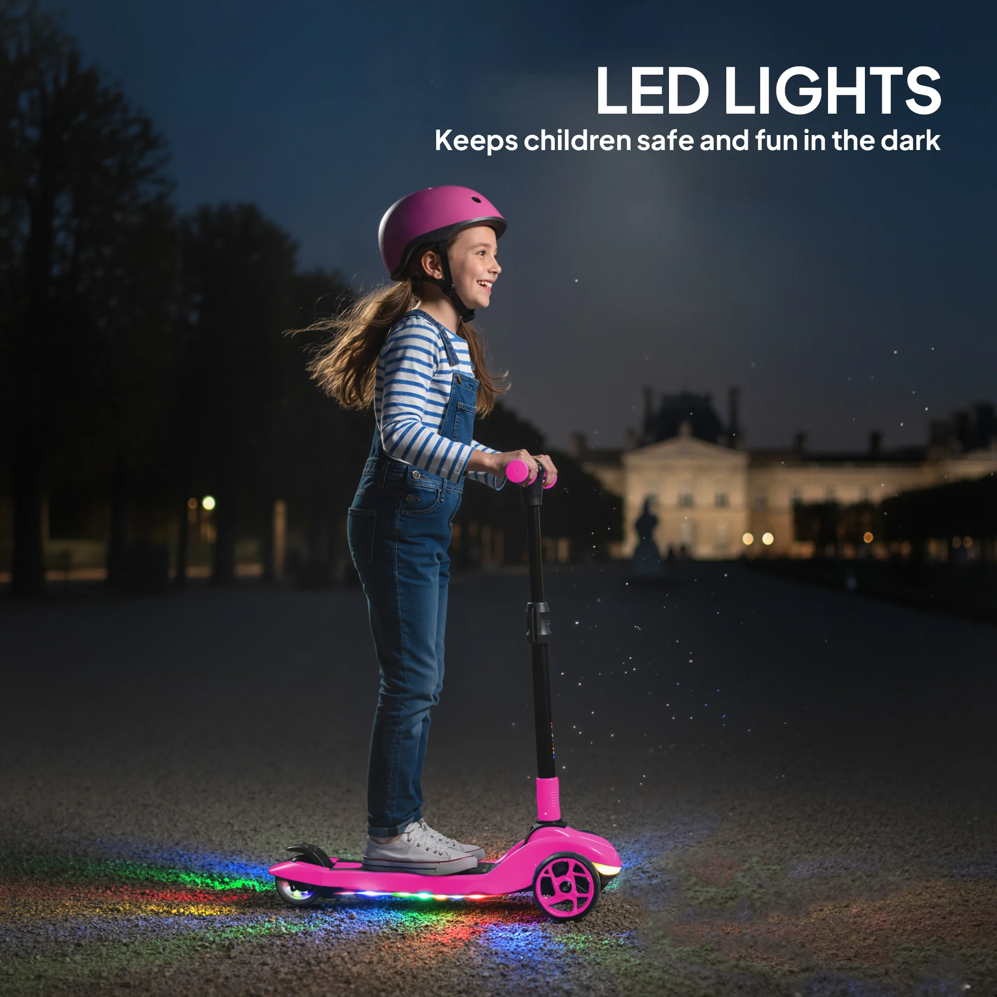 AIYAPLAY Electric Scooter For Kids, 3 Wheel Foldable Kids Scooter, Pink - Image 4