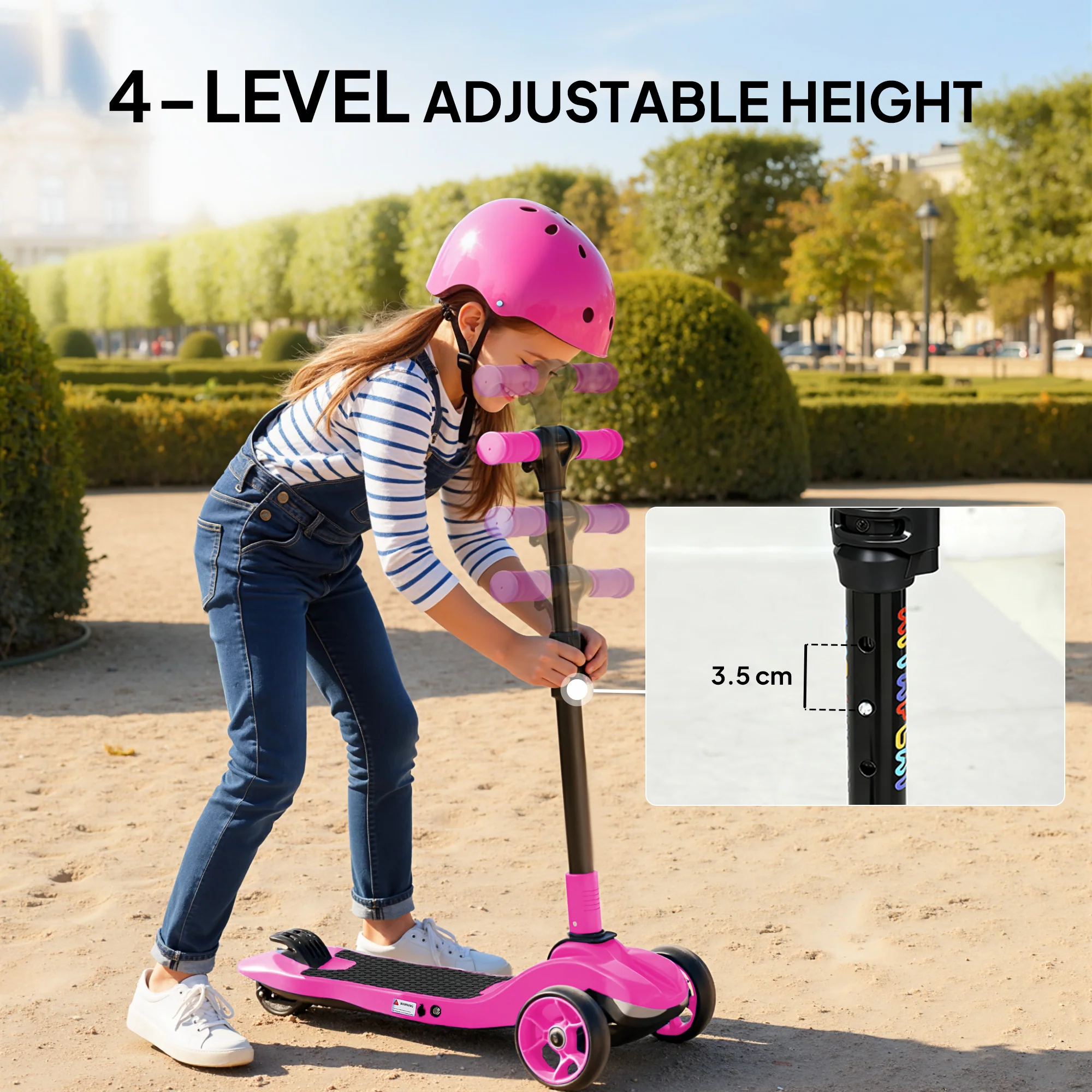 AIYAPLAY Electric Scooter For Kids, 3 Wheel Foldable Kids Scooter, Pink - Image 6