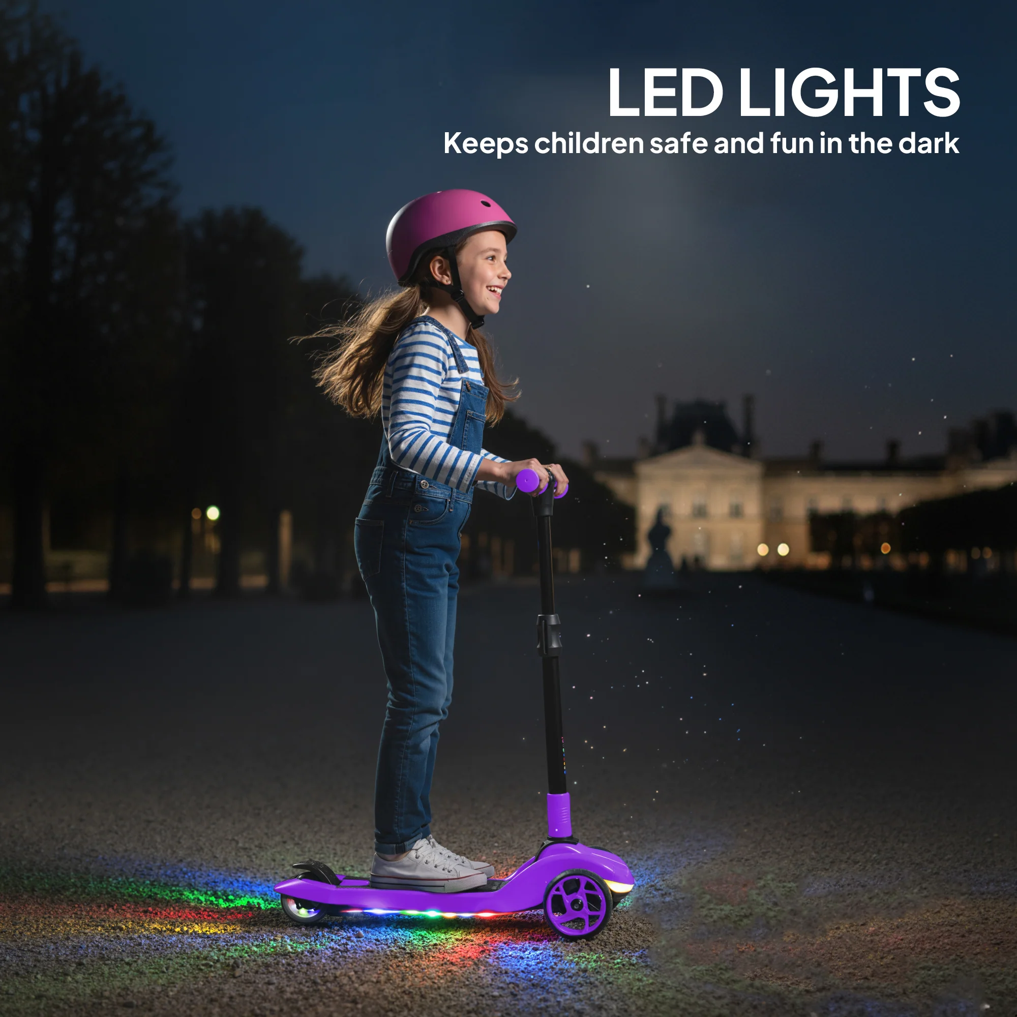 AIYAPLAY Electric Scooter For Kids, 3 Wheel Foldable Kids Scooter, Purple - Image 4