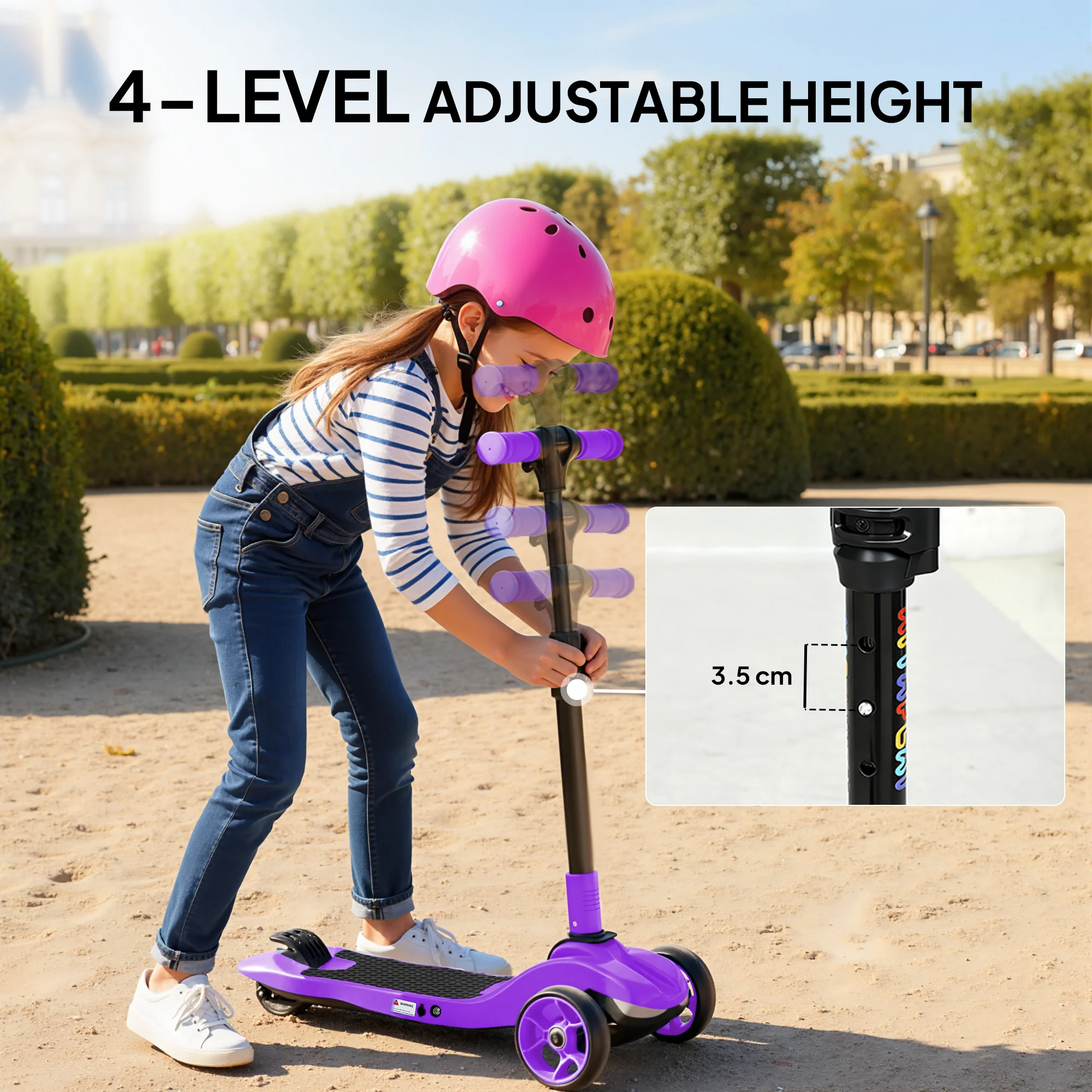 AIYAPLAY Electric Scooter For Kids, 3 Wheel Foldable Kids Scooter, Purple - Image 6