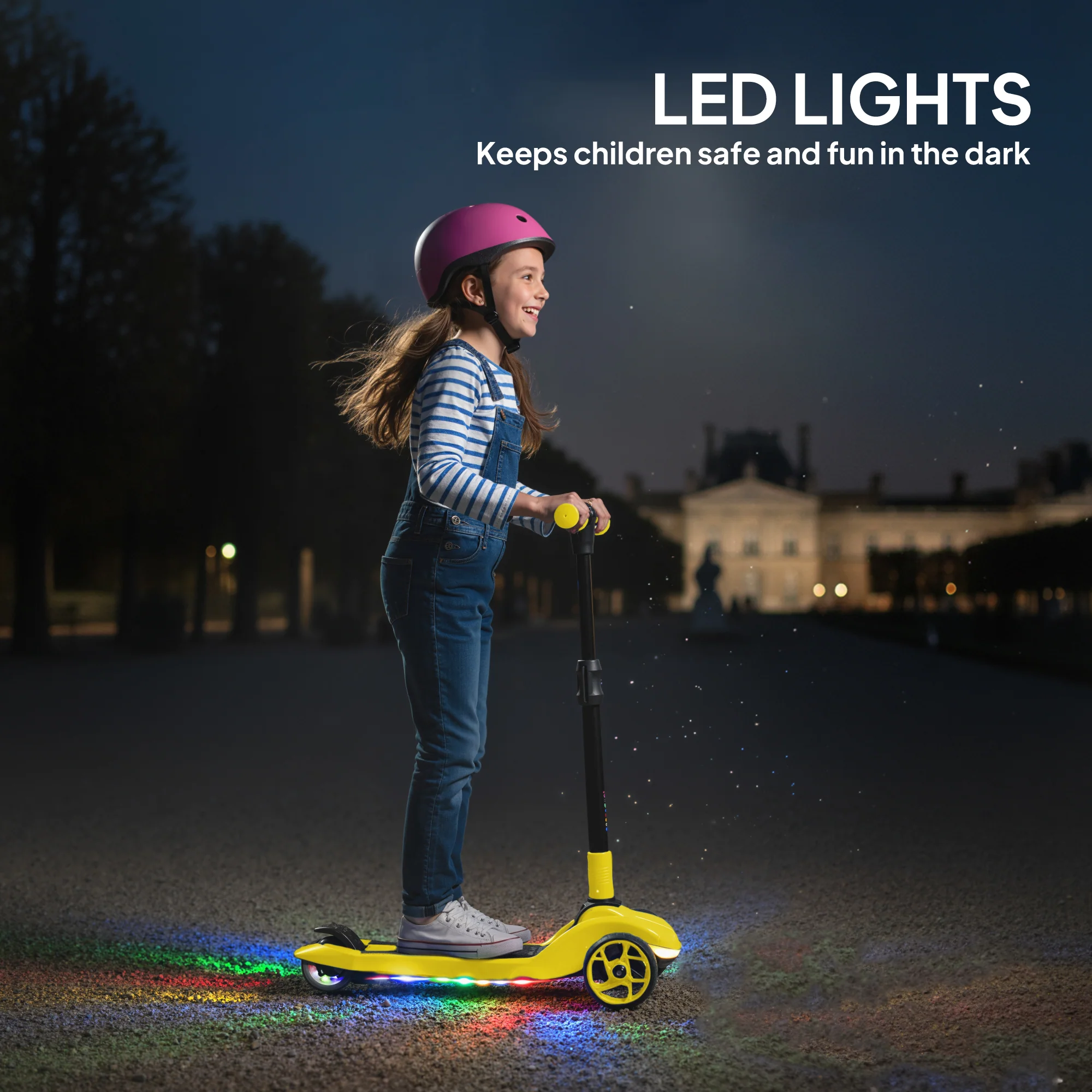 AIYAPLAY Electric Scooter For Kids, 3 Wheel Foldable Kids Scooter, Yellow - Image 4