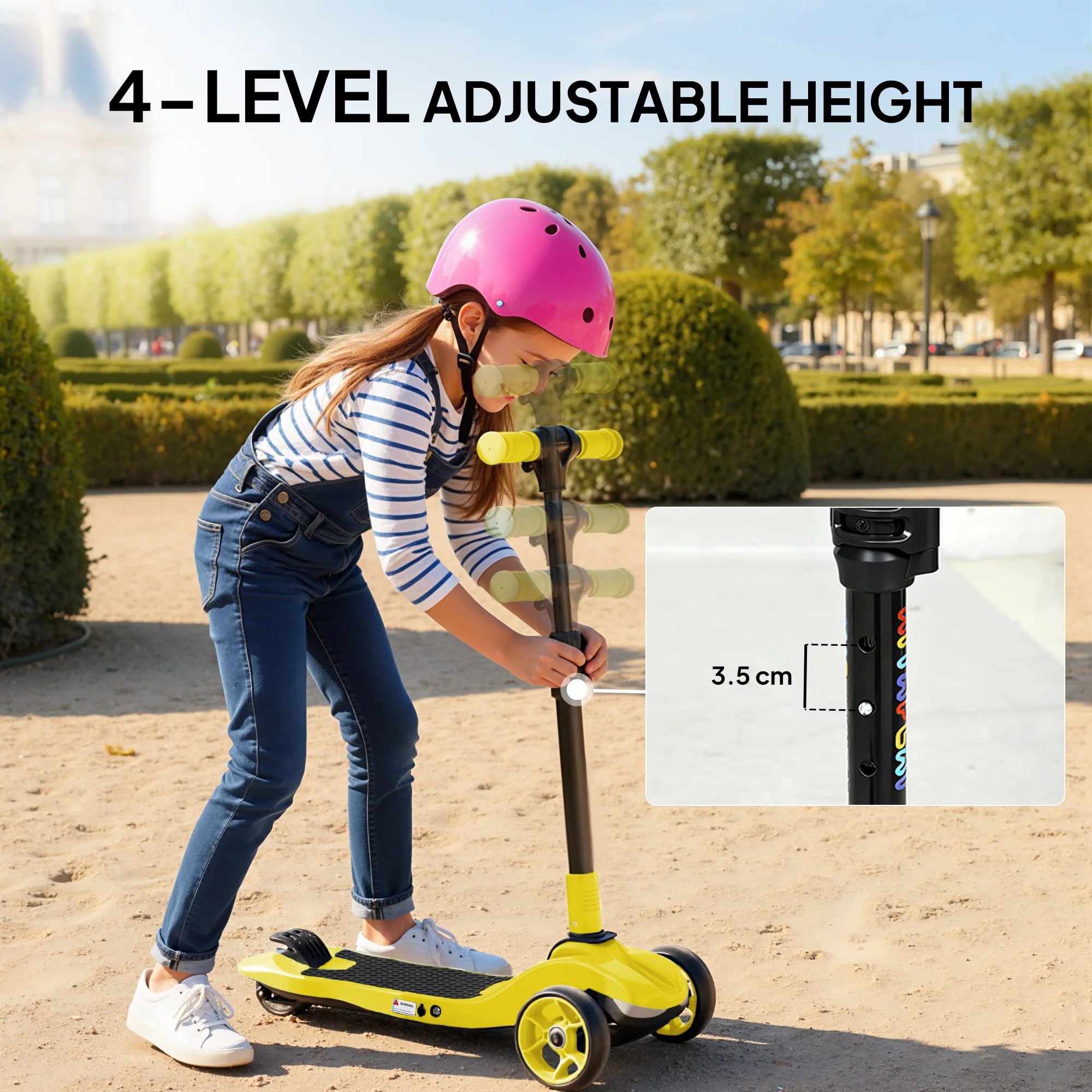 AIYAPLAY Electric Scooter For Kids, 3 Wheel Foldable Kids Scooter, Yellow - Image 6