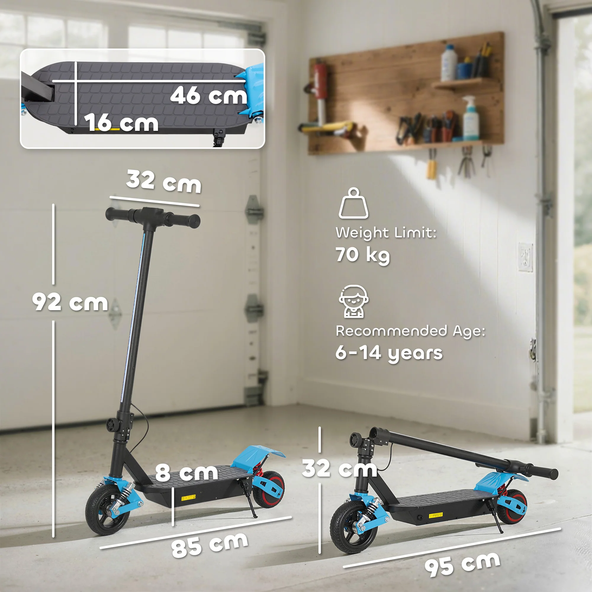 AIYAPLAY Electric Scooter For Kids With LCD Display, Up To 15 KM/H, Blue - Image 5