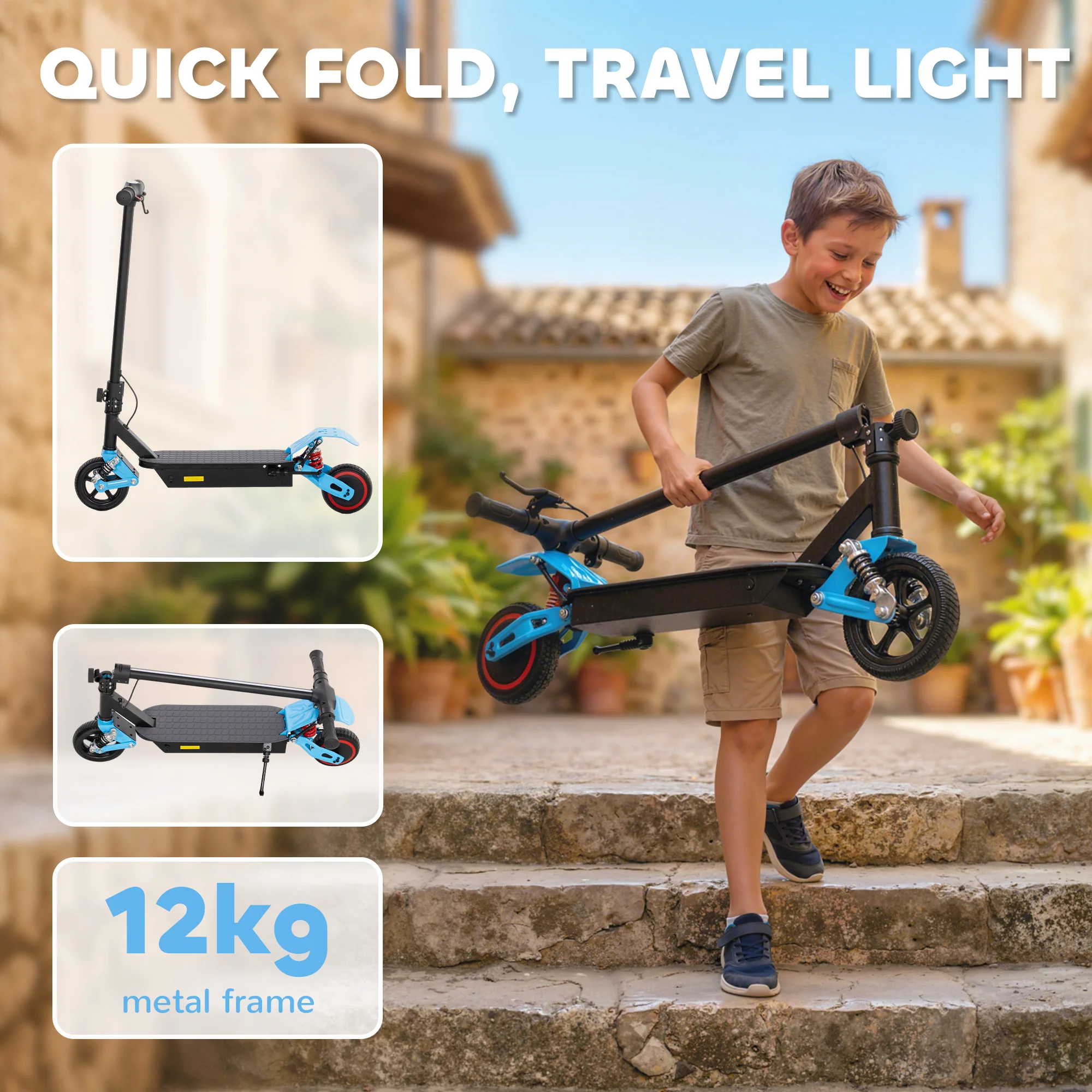 AIYAPLAY Electric Scooter For Kids With LCD Display, Up To 15 KM/H, Blue - Image 6