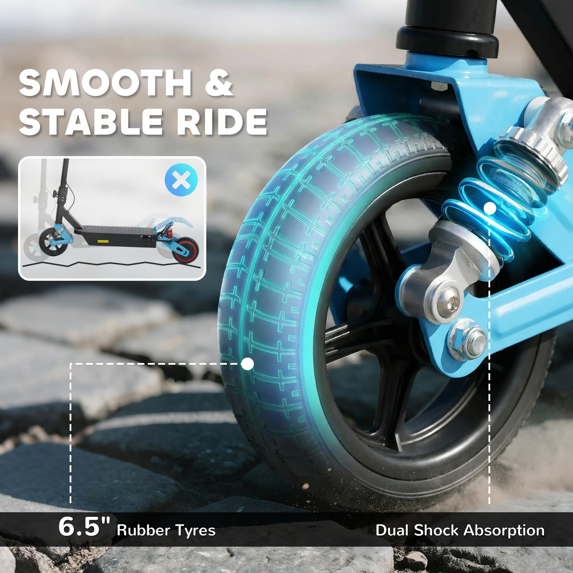 AIYAPLAY Electric Scooter For Kids With LCD Display, Up To 15 KM/H, Blue - Image 8