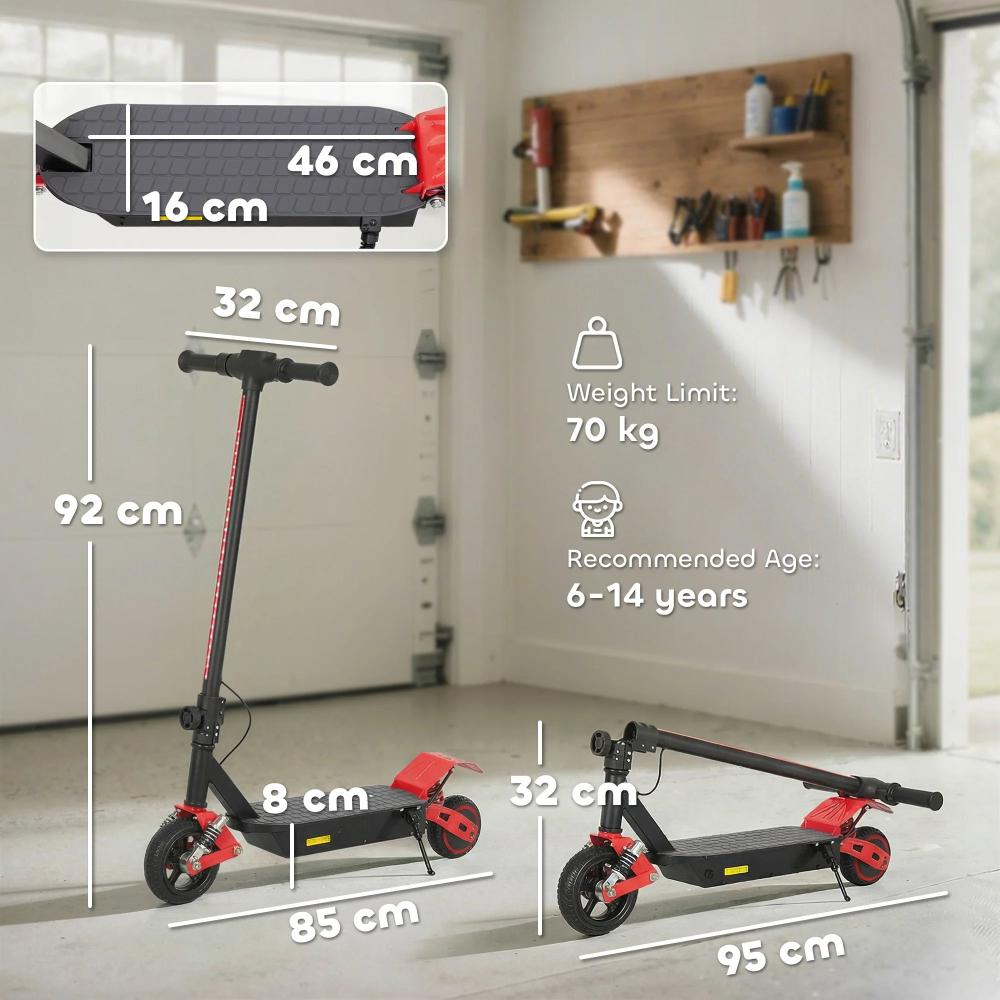 AIYAPLAY Electric Scooter For Kids With LCD Display, Up To 15 KM/H, Red - Image 5