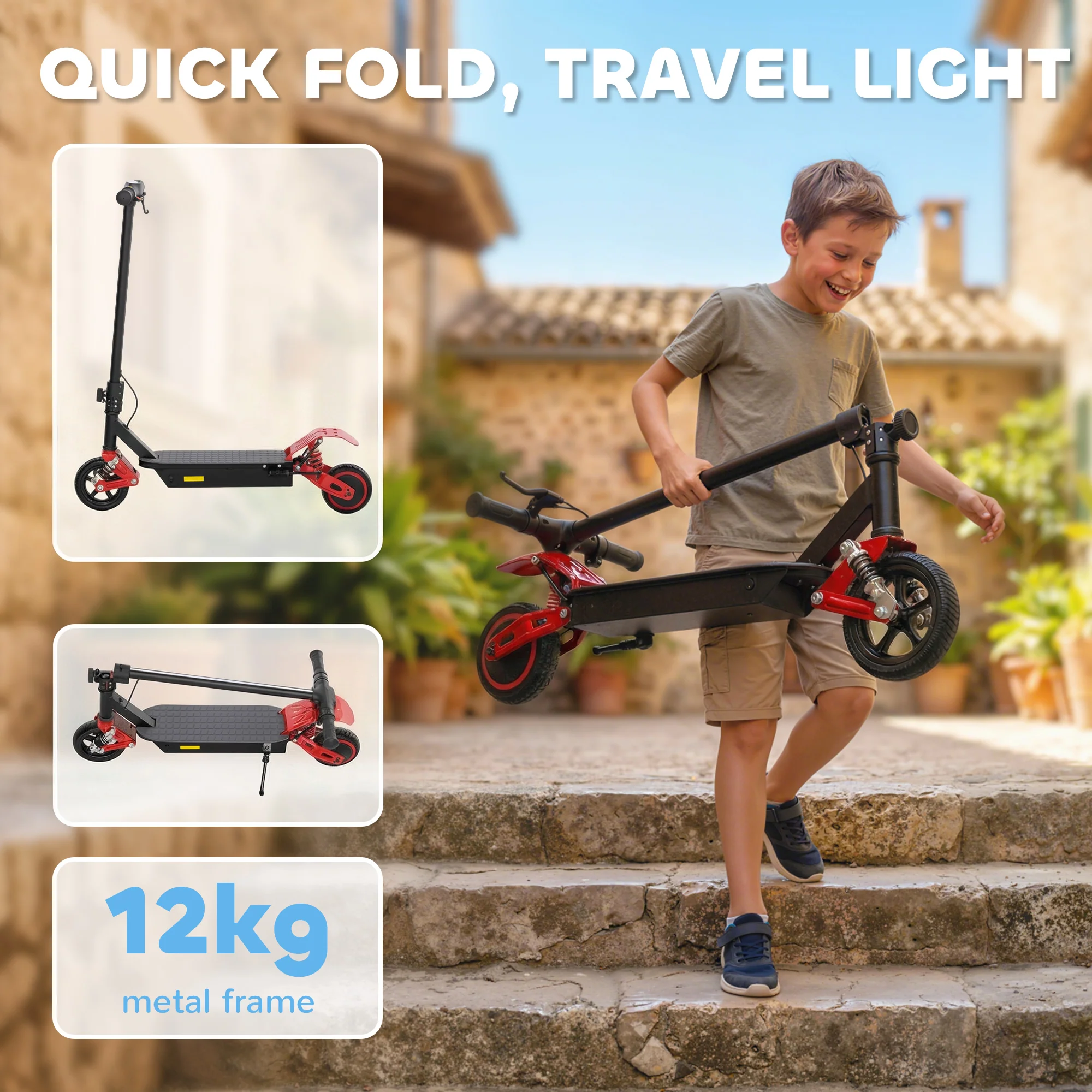 AIYAPLAY Electric Scooter For Kids With LCD Display, Up To 15 KM/H, Red - Image 6
