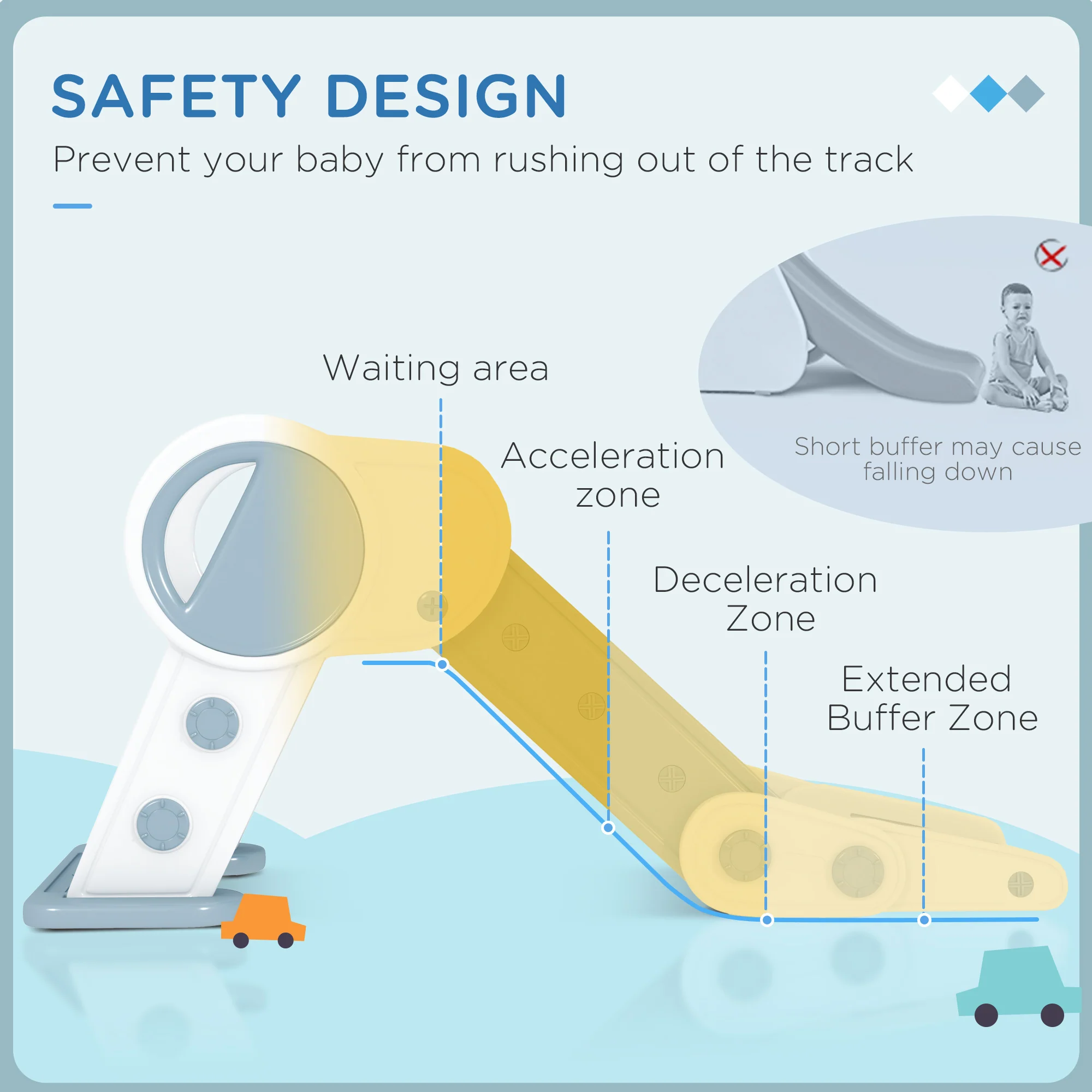 AIYAPLAY Foldable Kids Slide, Baby Slide For 1.5-3 Years, Grey - Image 3