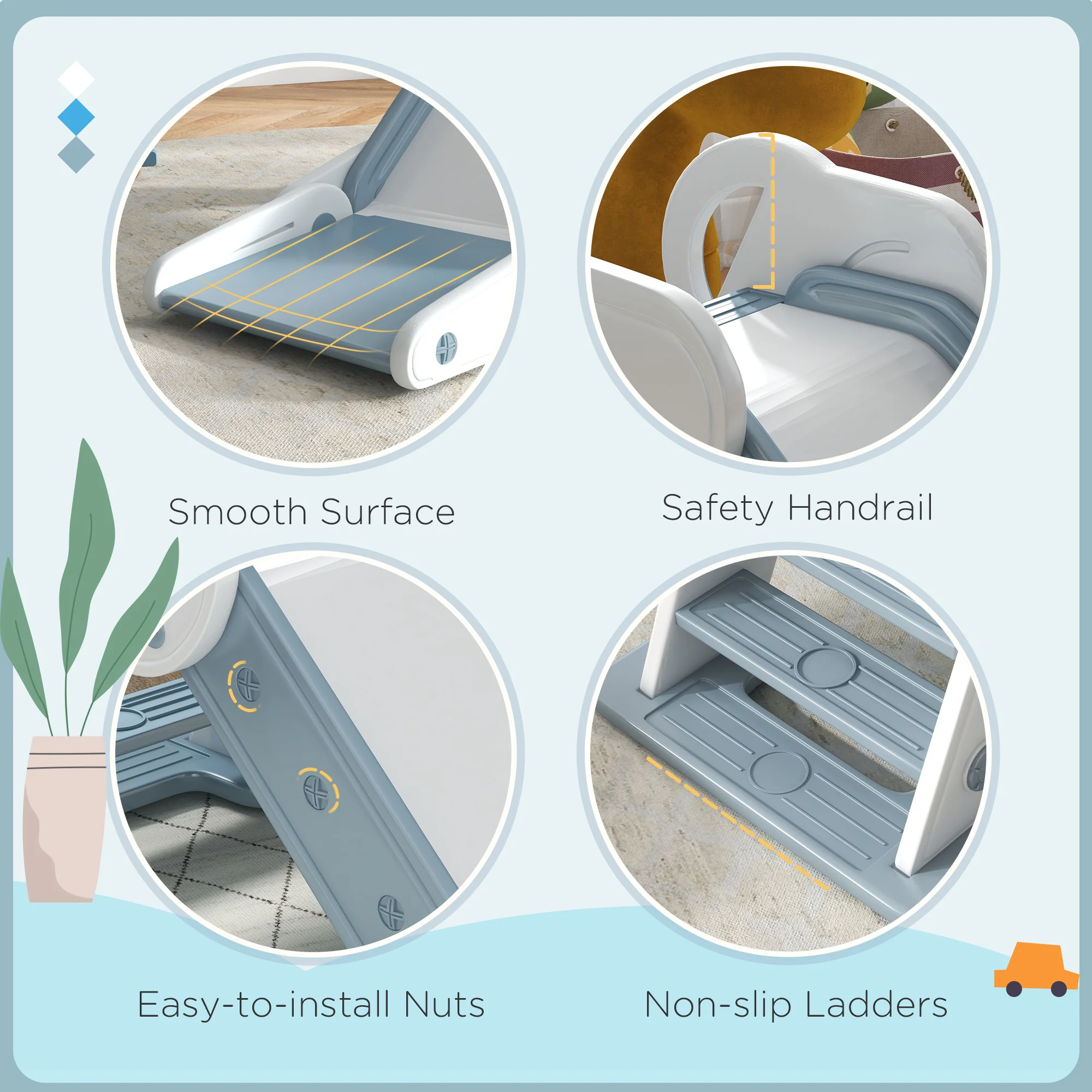 AIYAPLAY Foldable Kids Slide, Baby Slide For 1.5-3 Years, Grey - Image 7