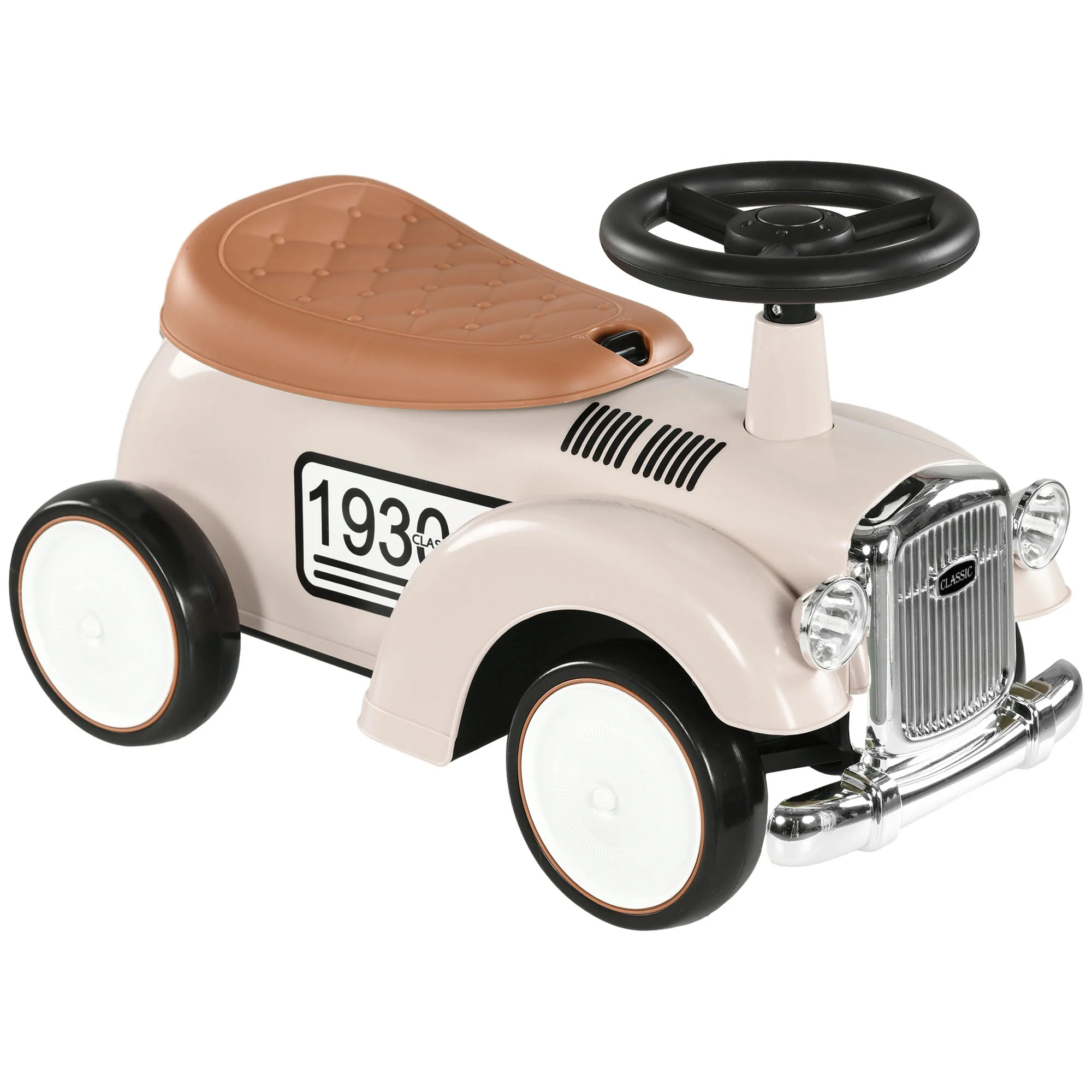 AIYAPLAY Foot to Floor Slider with Steering Wheel, for Ages 12-36 Months - Cream