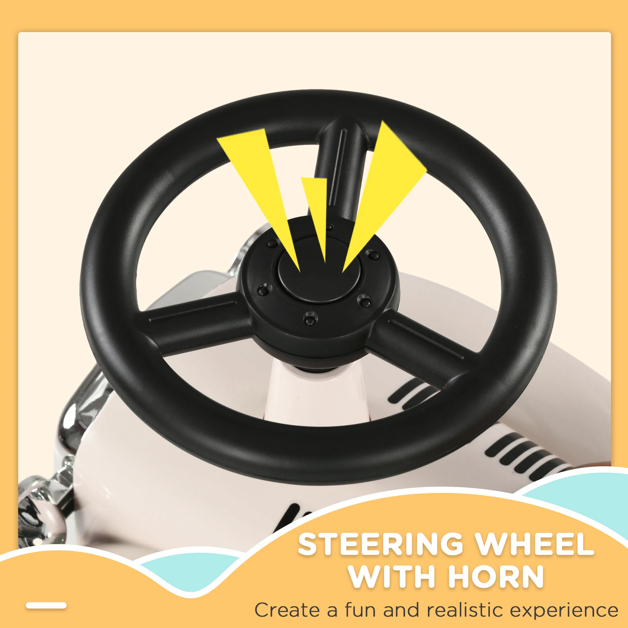 AIYAPLAY Foot to Floor Slider with Steering Wheel, for Ages 12-36 Months - Cream - Image 4