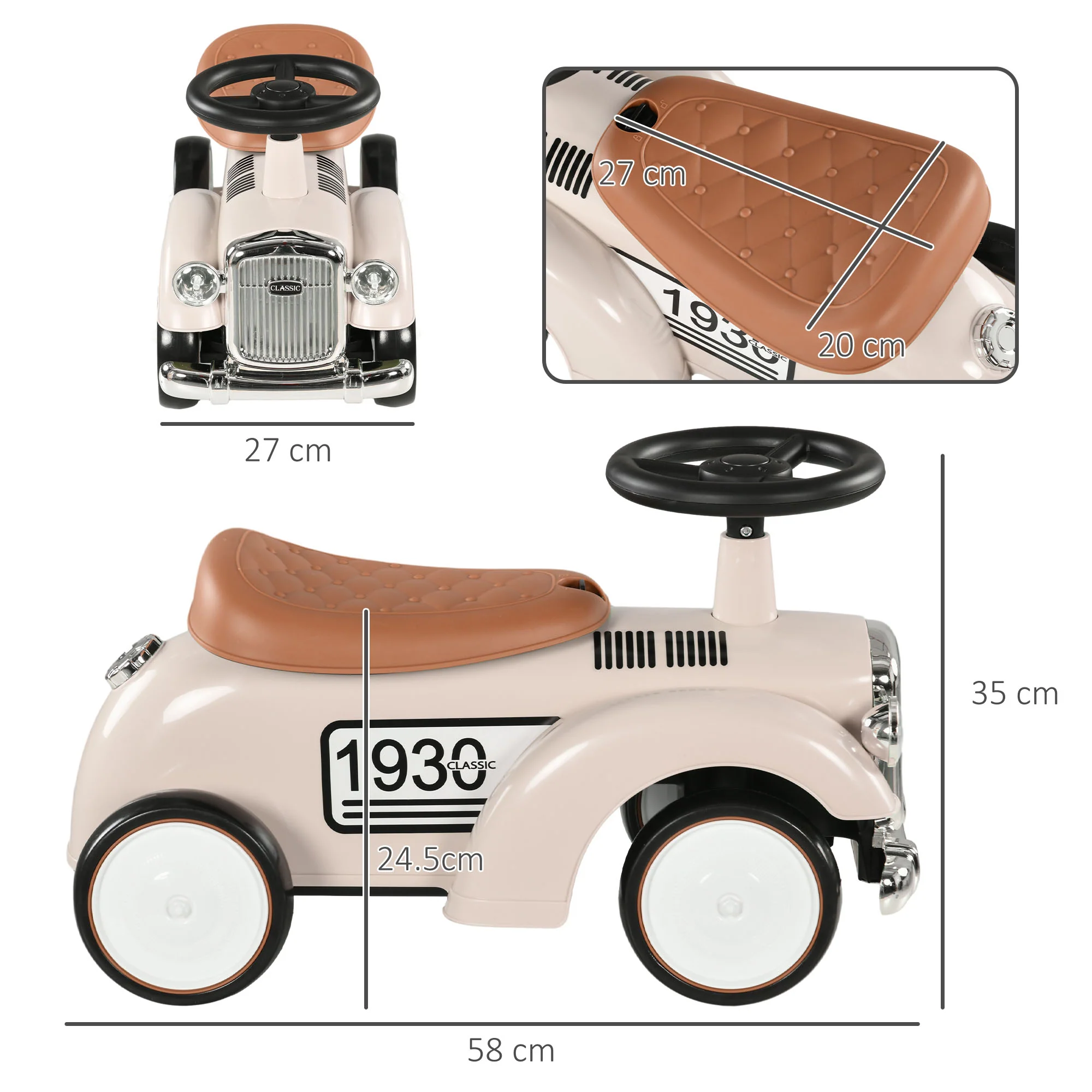 AIYAPLAY Foot to Floor Slider with Steering Wheel, for Ages 12-36 Months - Cream - Image 5