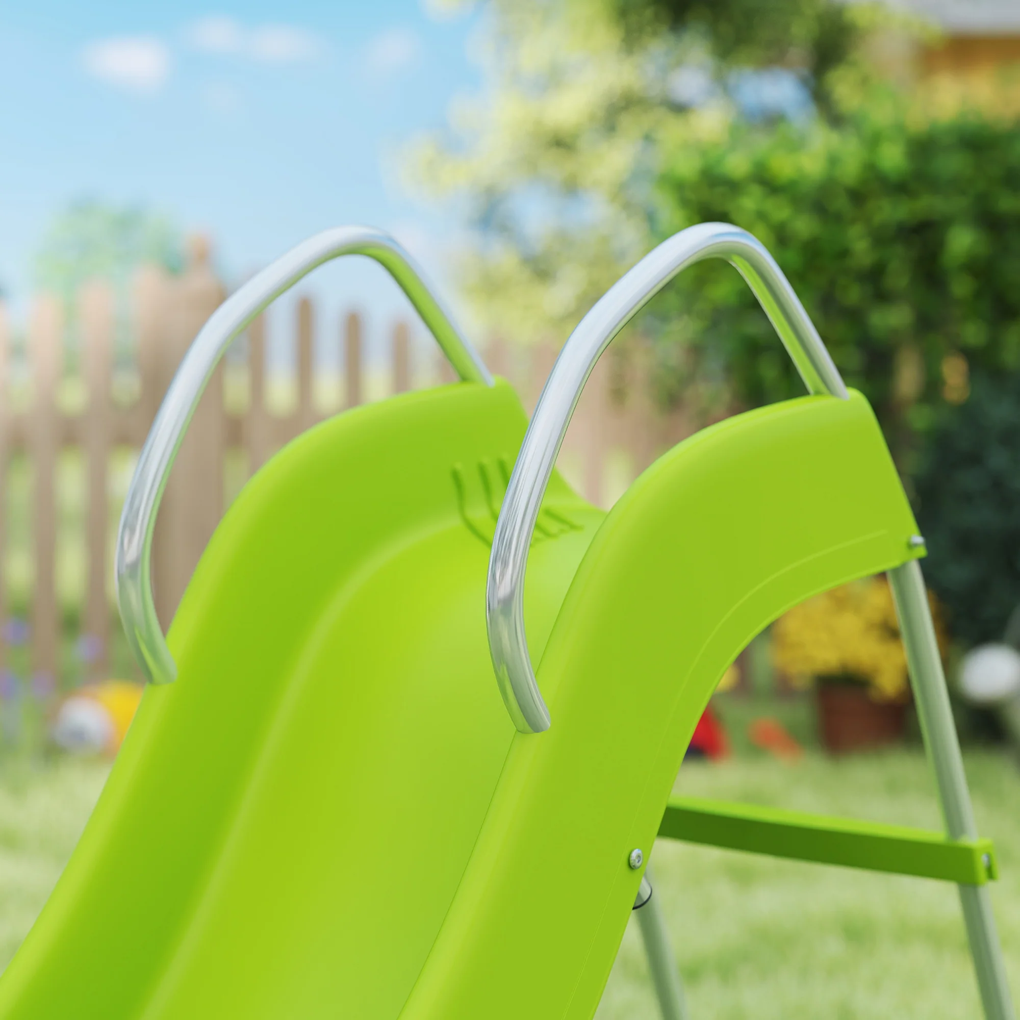 AIYAPLAY Freestanding Garden Wavy Slide for Kids with Climbing Ladder, Green - Image 8