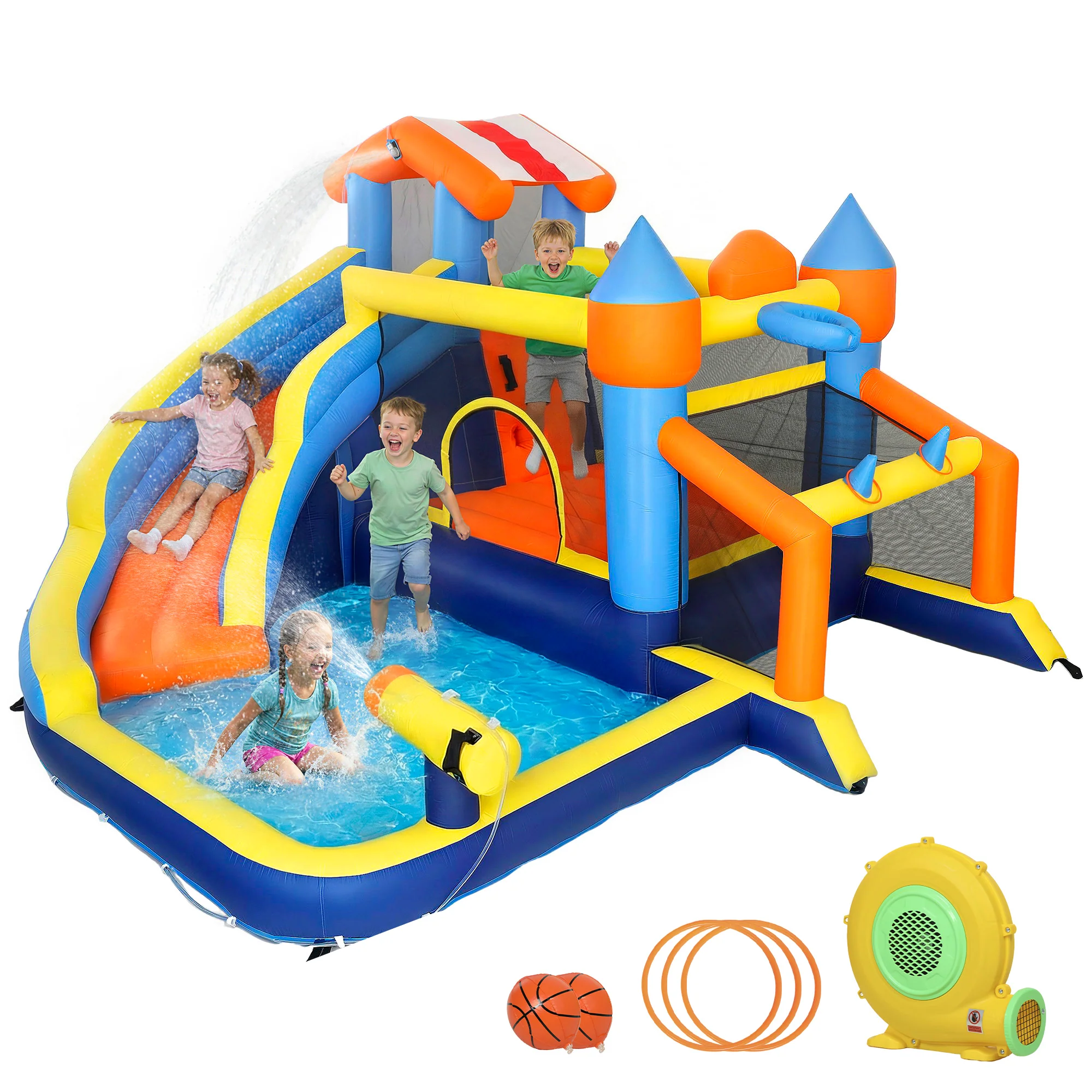 AIYAPLAY Inflatable Bounce House With Slide Pool/Ball Pit For Outdoor