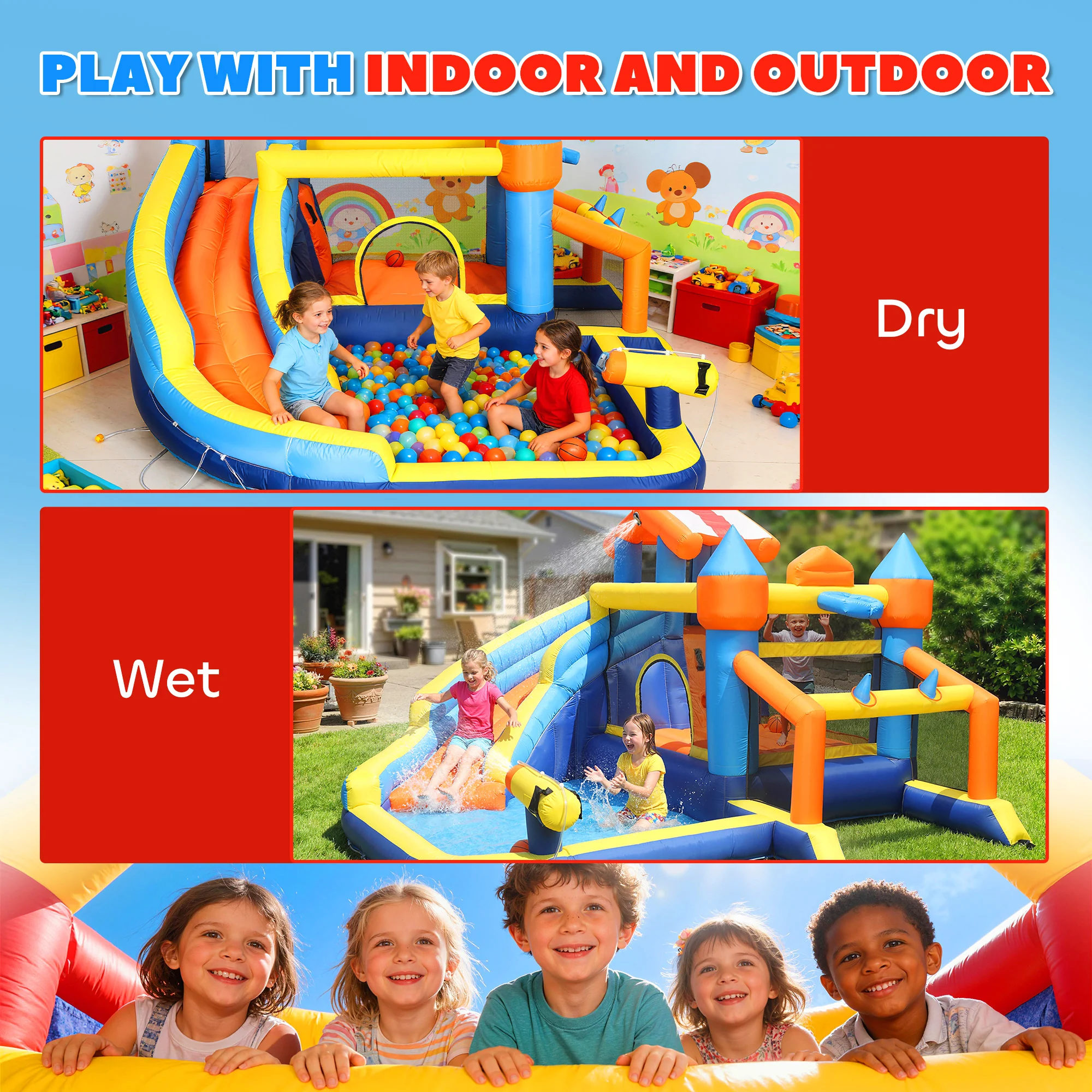 AIYAPLAY Inflatable Bounce House With Slide Pool/Ball Pit For Outdoor - Image 6