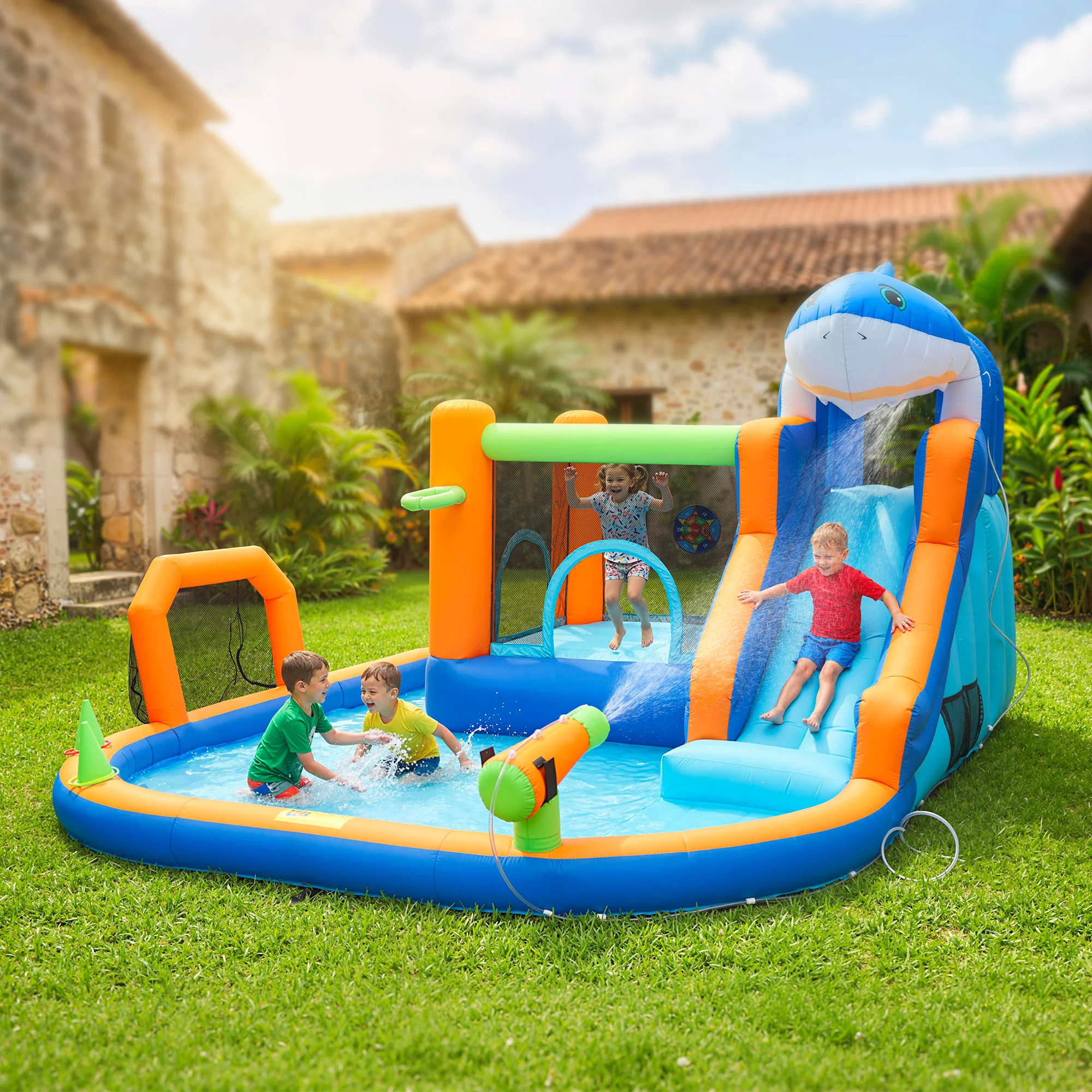 AIYAPLAY Inflatable Bouncy Castle For Kids Sharks Theme With Slide, Ball Pit - Image 2