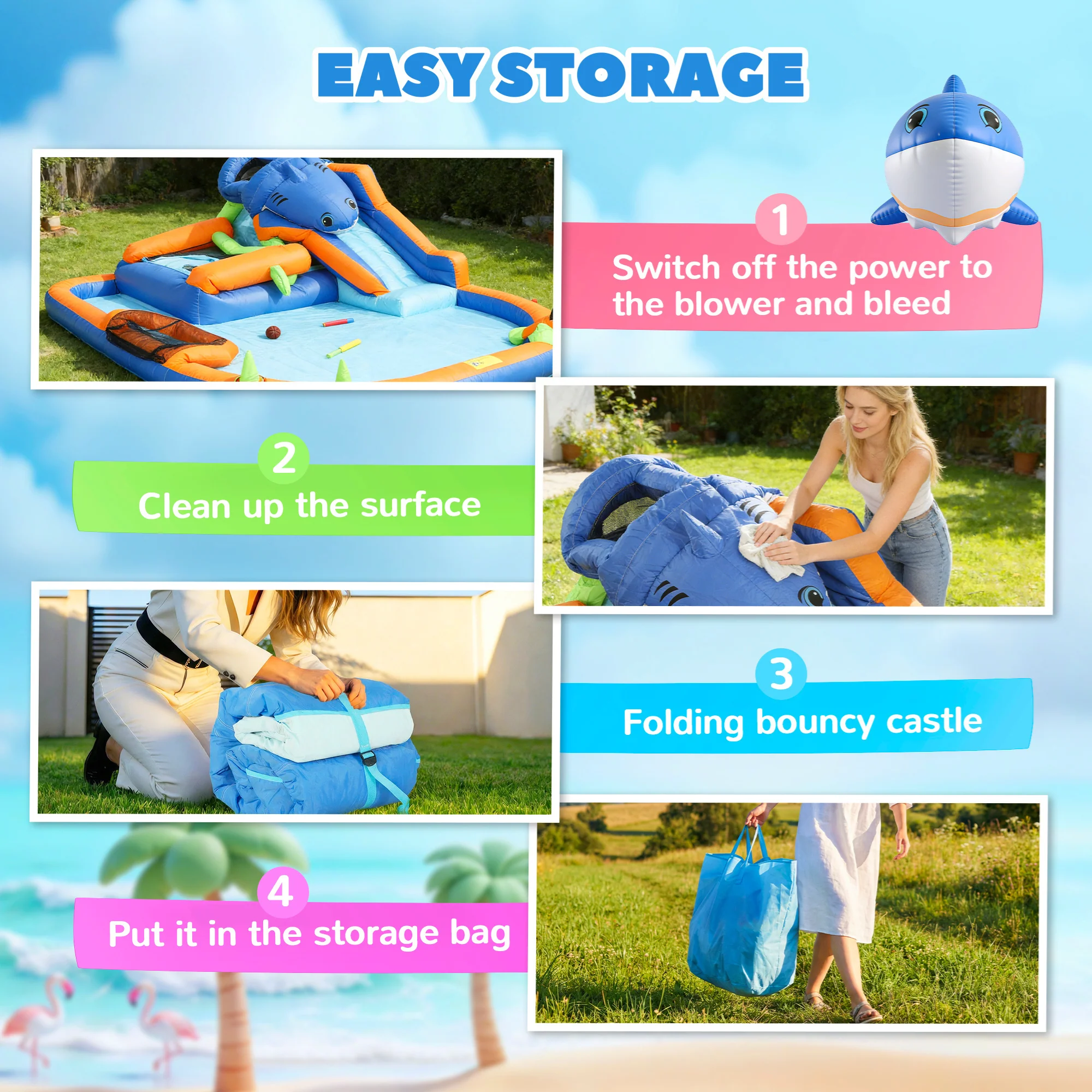 AIYAPLAY Inflatable Bouncy Castle For Kids Sharks Theme With Slide, Ball Pit - Image 7