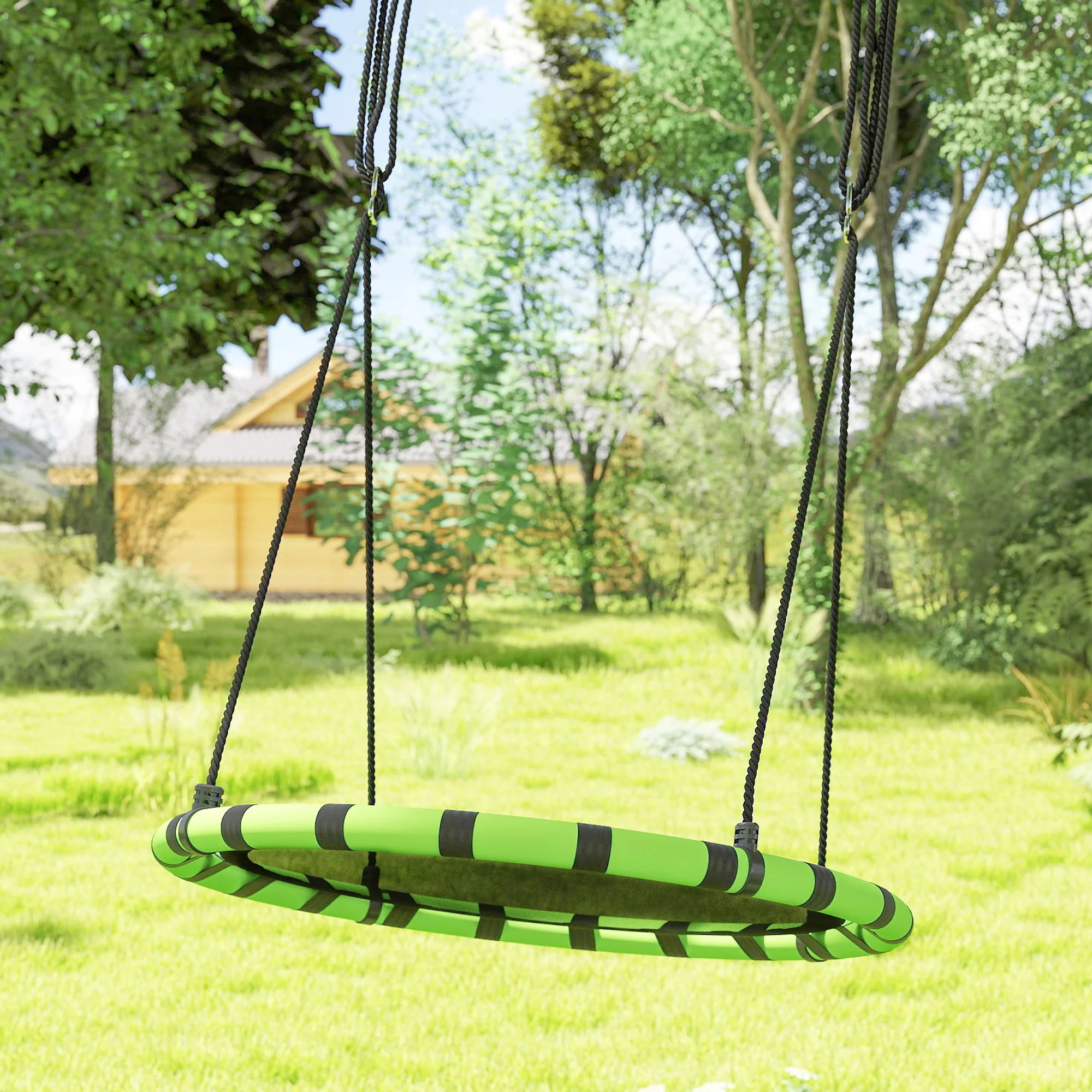 AIYAPLAY Kid Nest Swing Seat, 100cm Diameter Round Saucer Swing Set, Black - Image 17