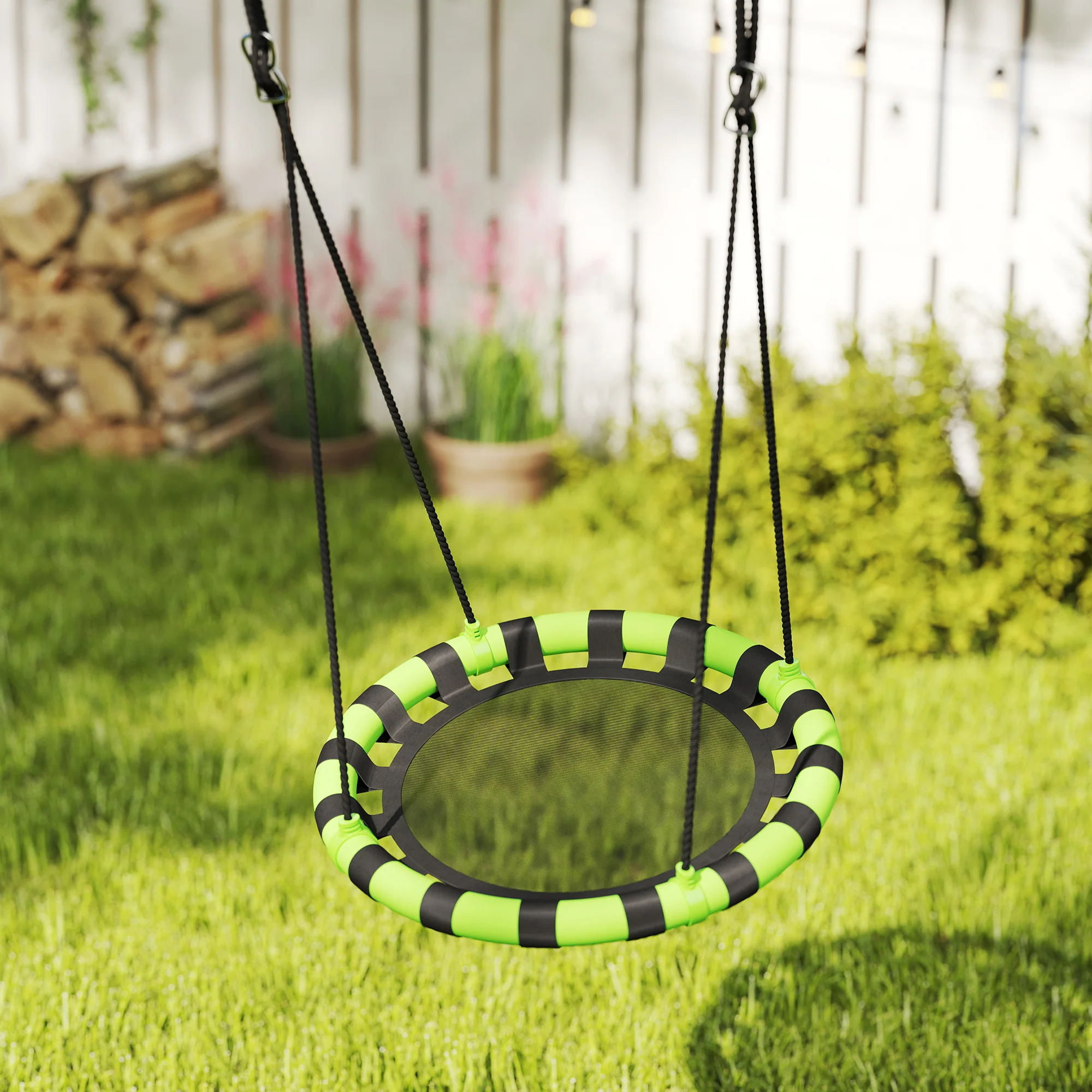 AIYAPLAY Kid Nest Swing Seat, 100cm Diameter Round Saucer Swing Set, Black - Image 9