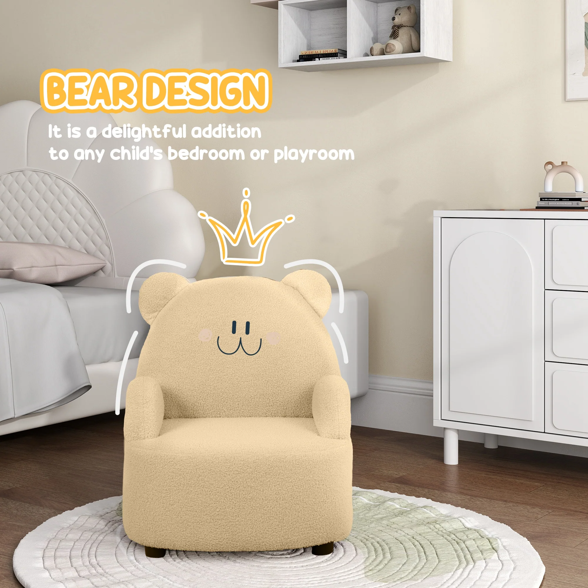 AIYAPLAY Kids Armchair, Bear Shaped Toddler Chair For Bedroom - Pink/Khaki - Image 11