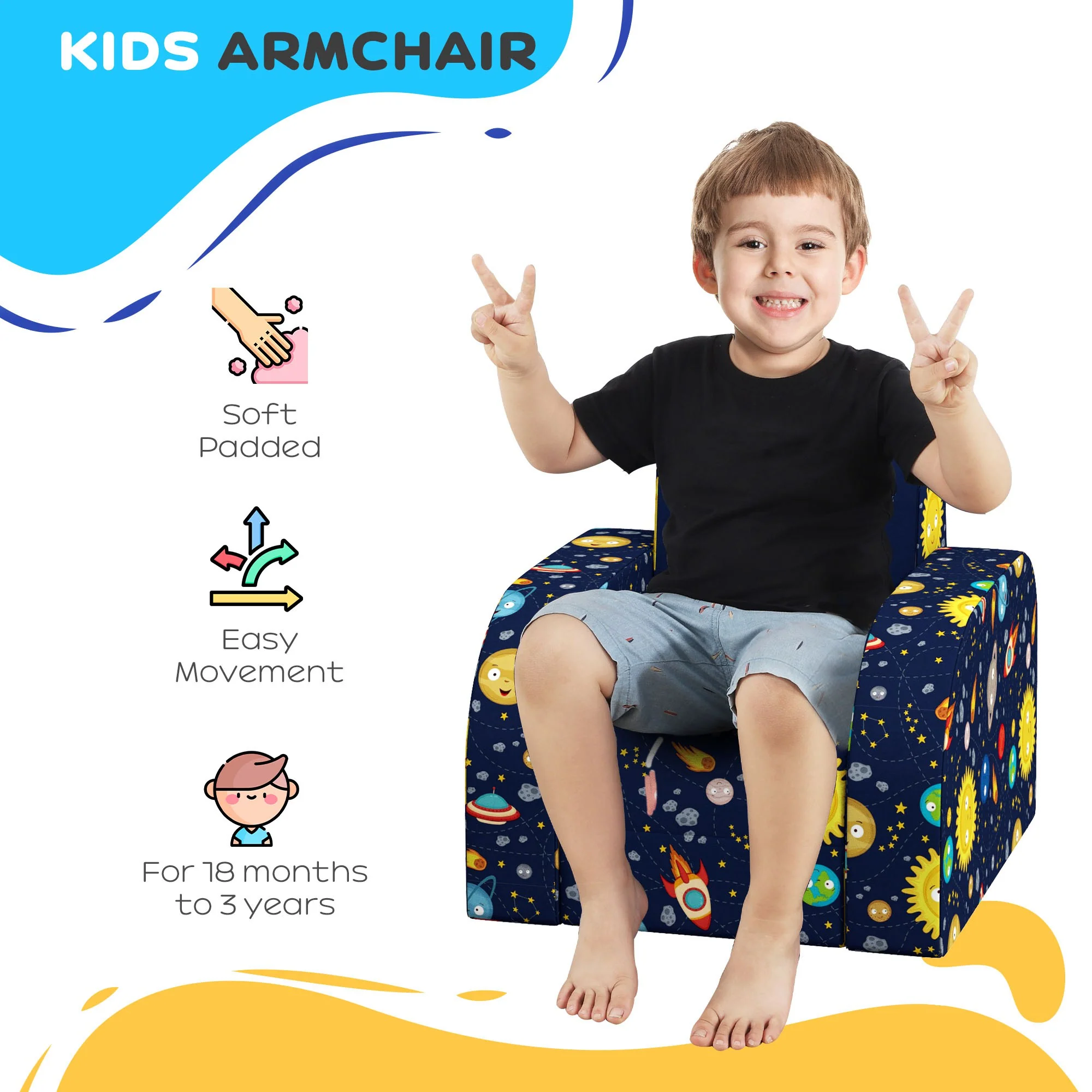 AIYAPLAY Kids Armchair, Foldable Toddler Chair For Bedroom - Image 13