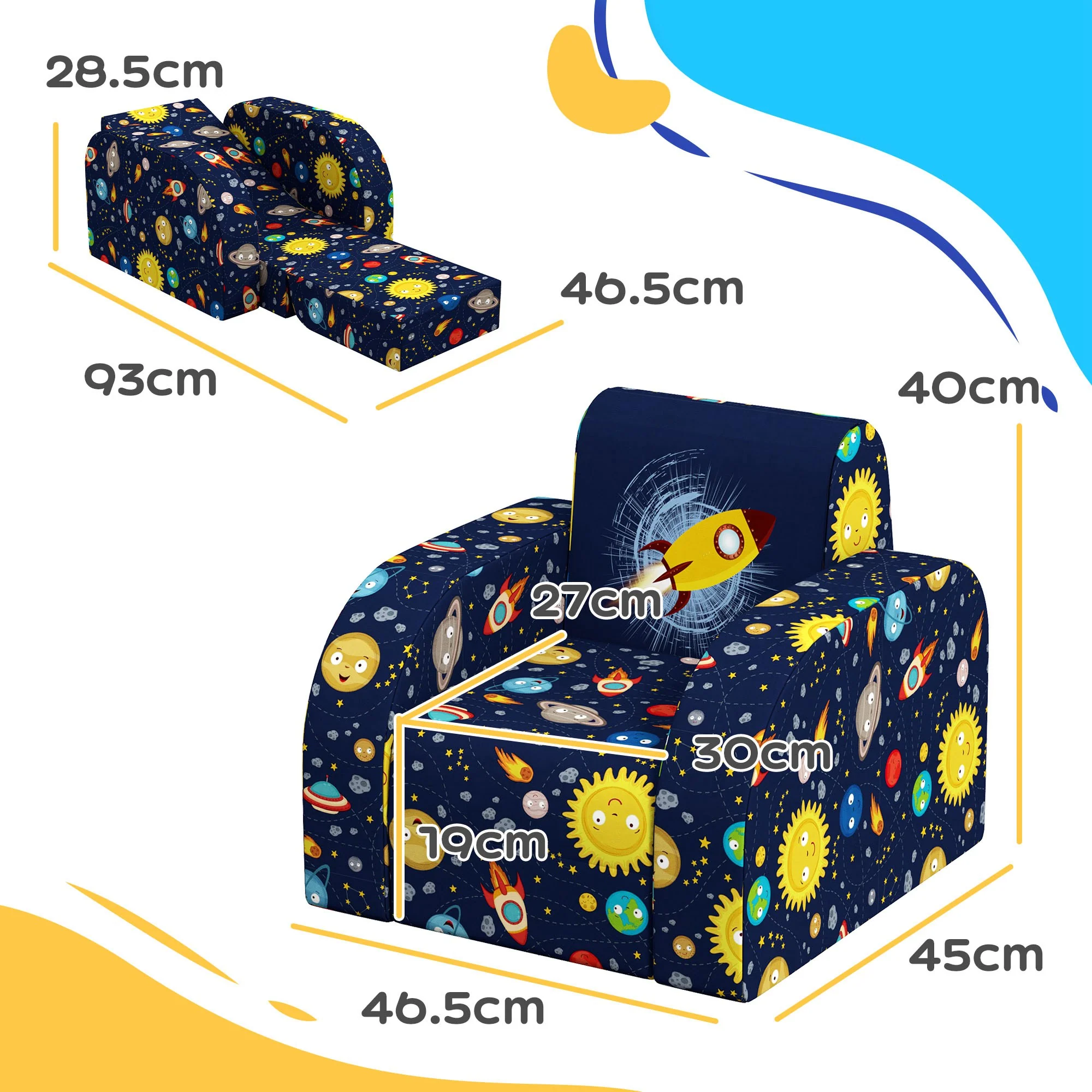 AIYAPLAY Kids Armchair, Foldable Toddler Chair For Bedroom - Image 14