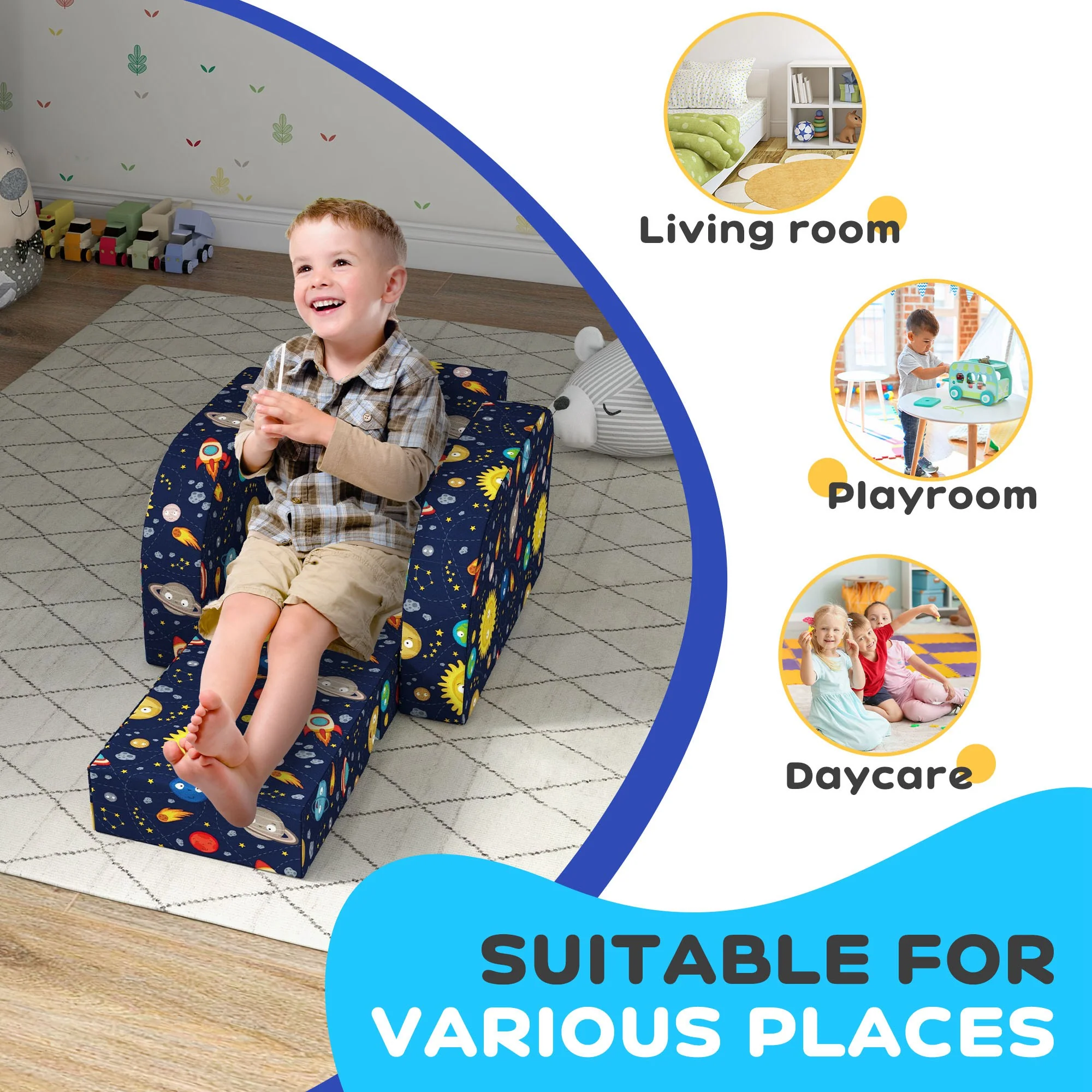 AIYAPLAY Kids Armchair, Foldable Toddler Chair For Bedroom - Image 15