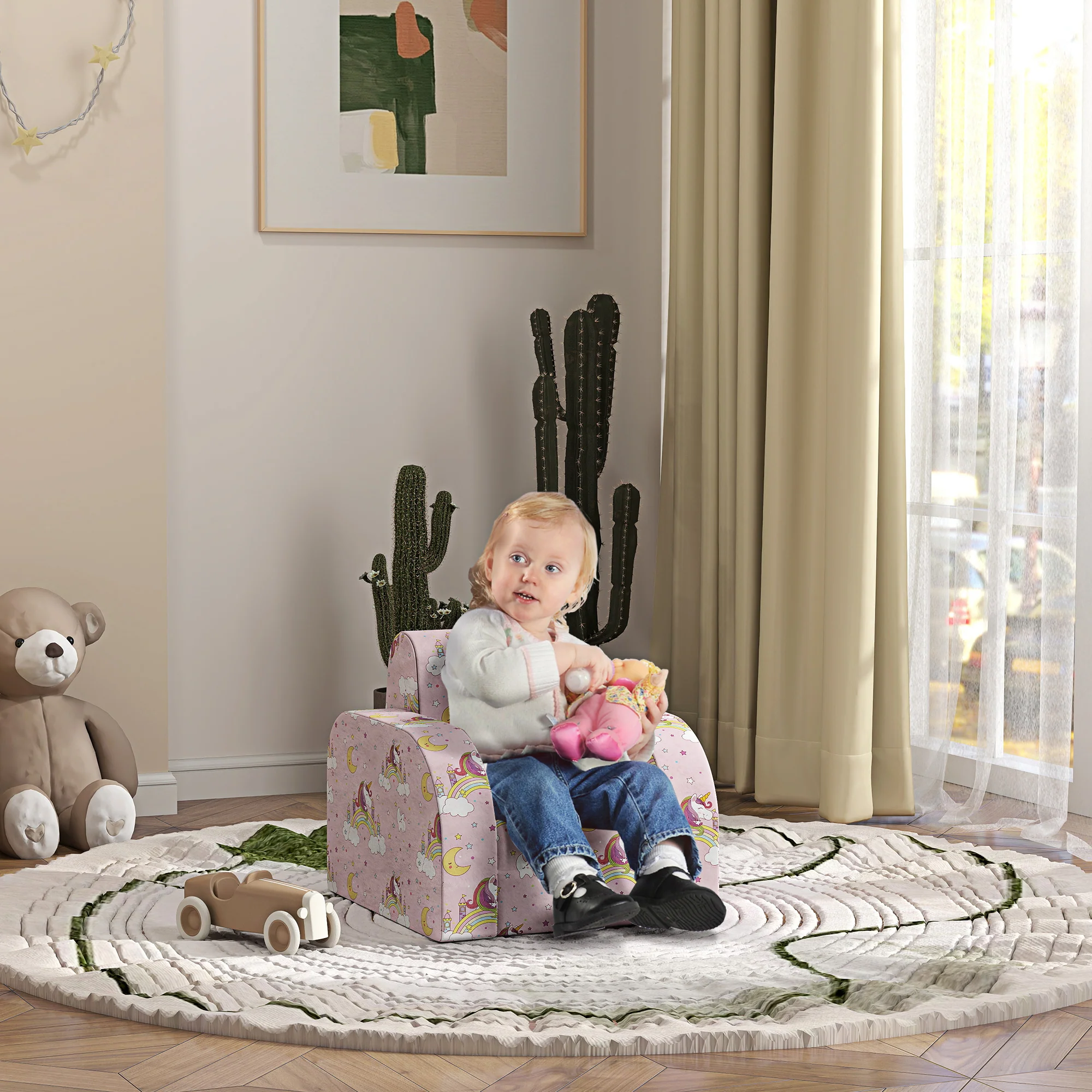 AIYAPLAY Kids Armchair, Foldable Toddler Chair For Bedroom - Image 2