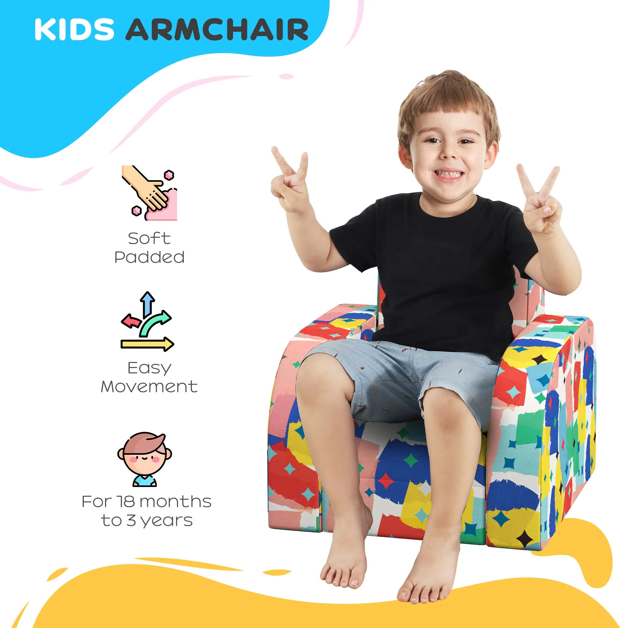 AIYAPLAY Kids Armchair, Foldable Toddler Chair For Bedroom - Image 21