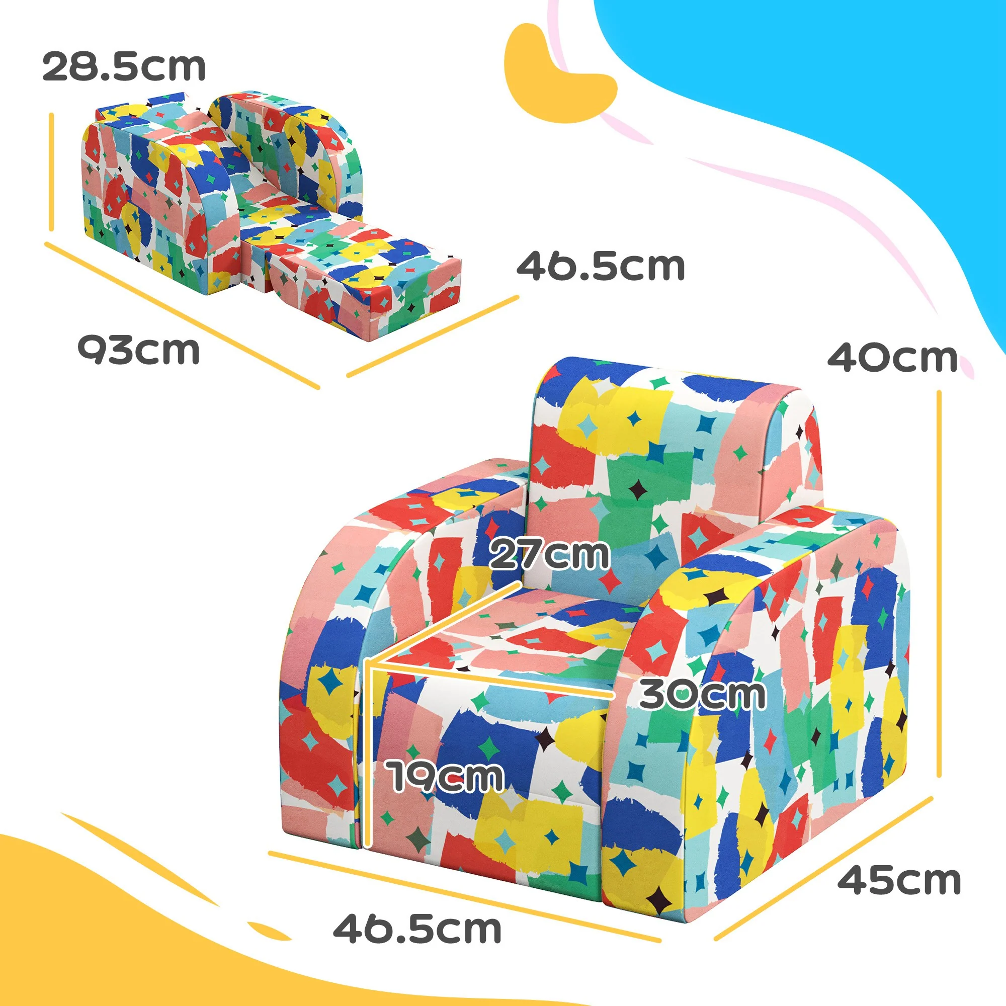 AIYAPLAY Kids Armchair, Foldable Toddler Chair For Bedroom - Image 22