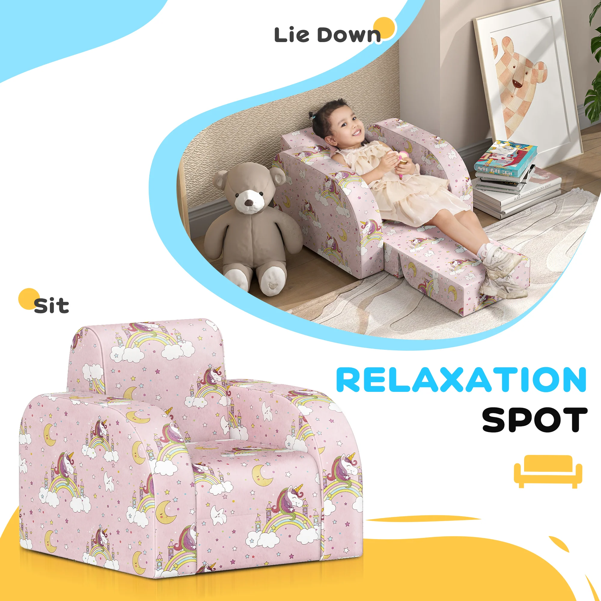 AIYAPLAY Kids Armchair, Foldable Toddler Chair For Bedroom - Image 3
