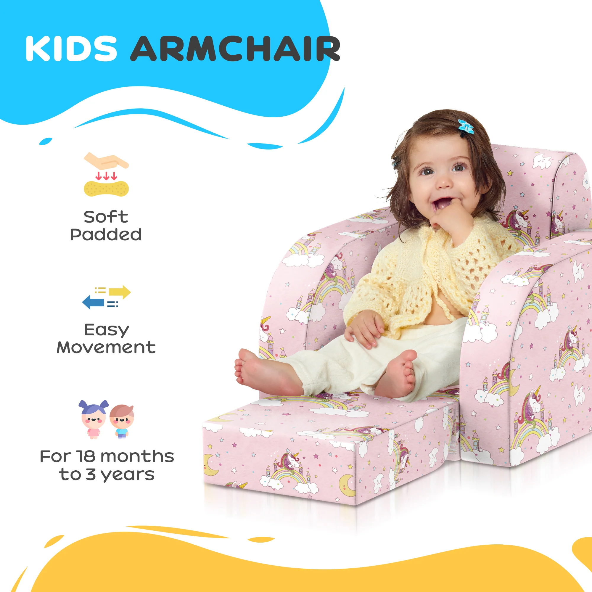AIYAPLAY Kids Armchair, Foldable Toddler Chair For Bedroom - Image 4