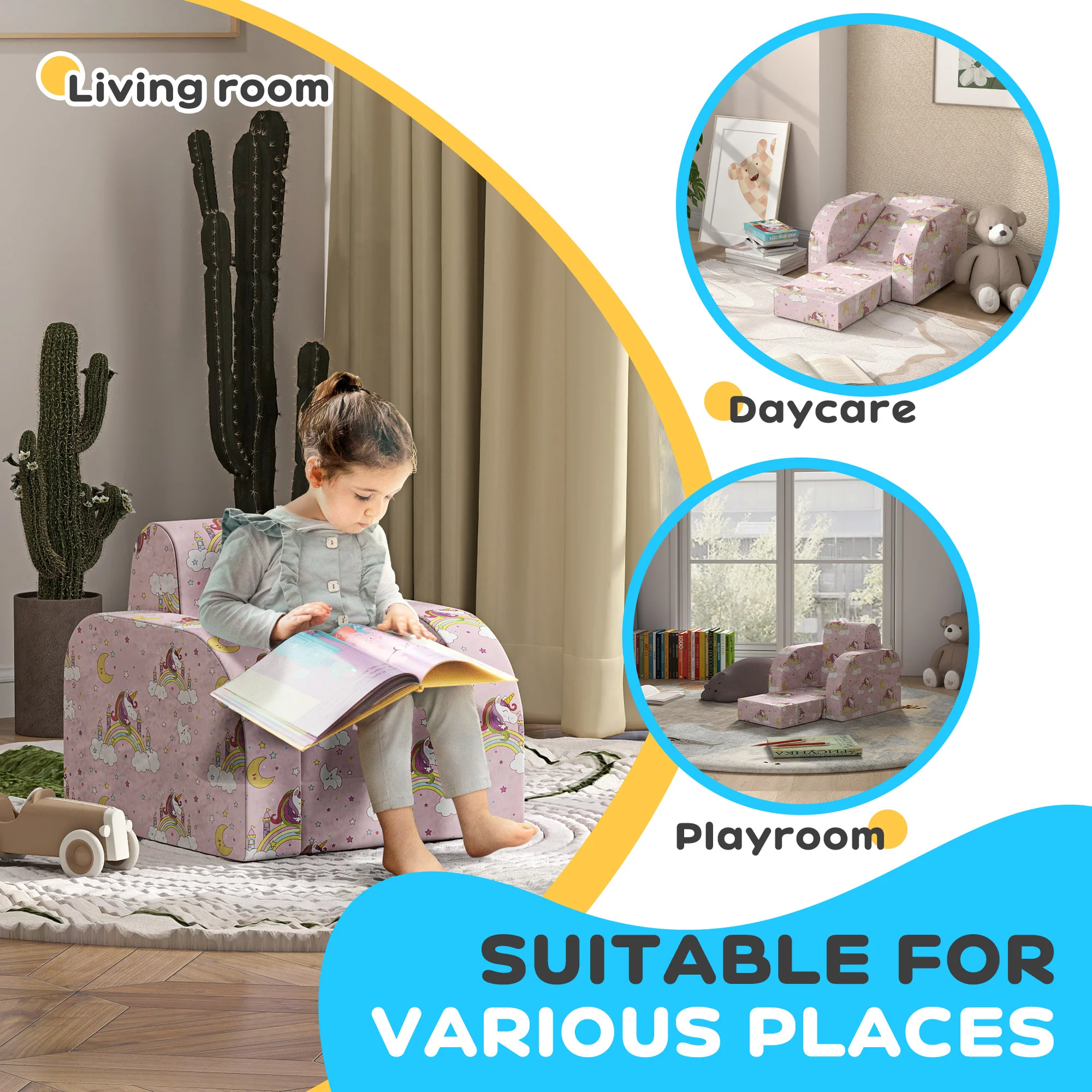 AIYAPLAY Kids Armchair, Foldable Toddler Chair For Bedroom - Image 6
