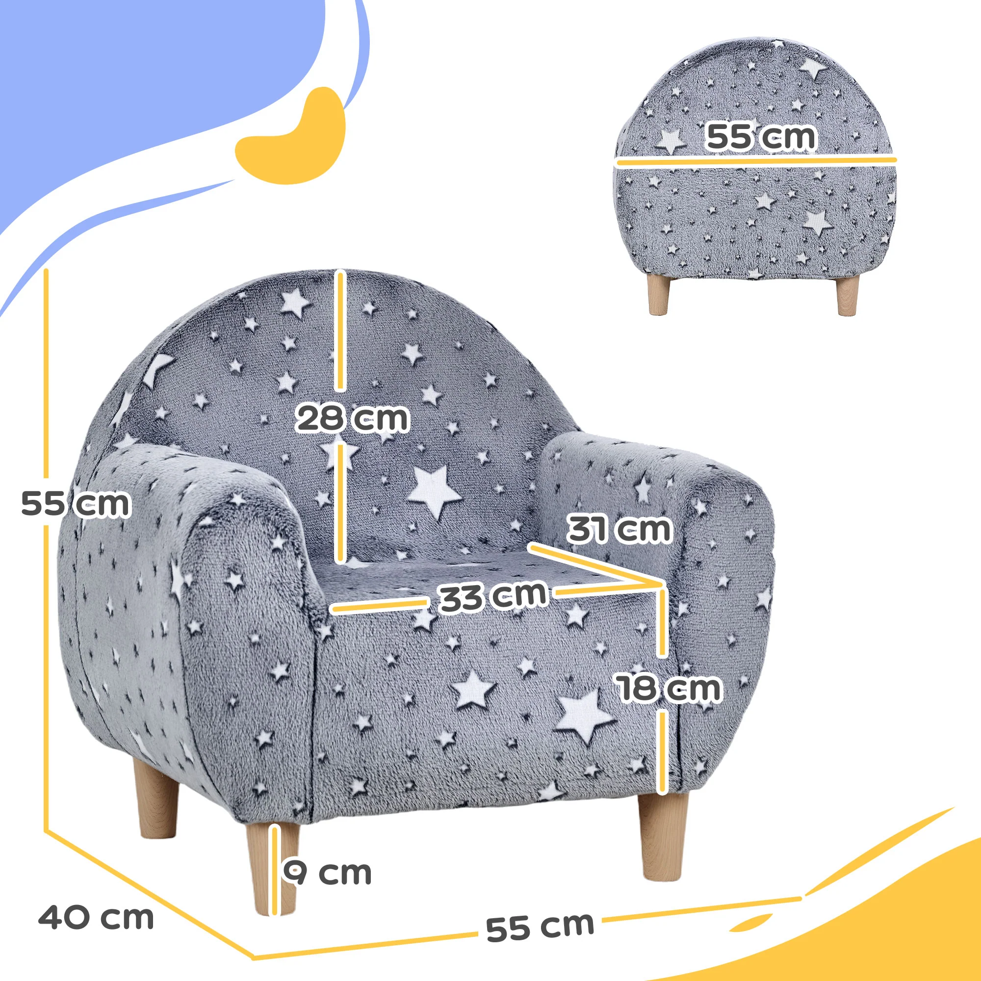 AIYAPLAY Kids Armchair, Glow In The Dark Chair For Bedroom - Image 5