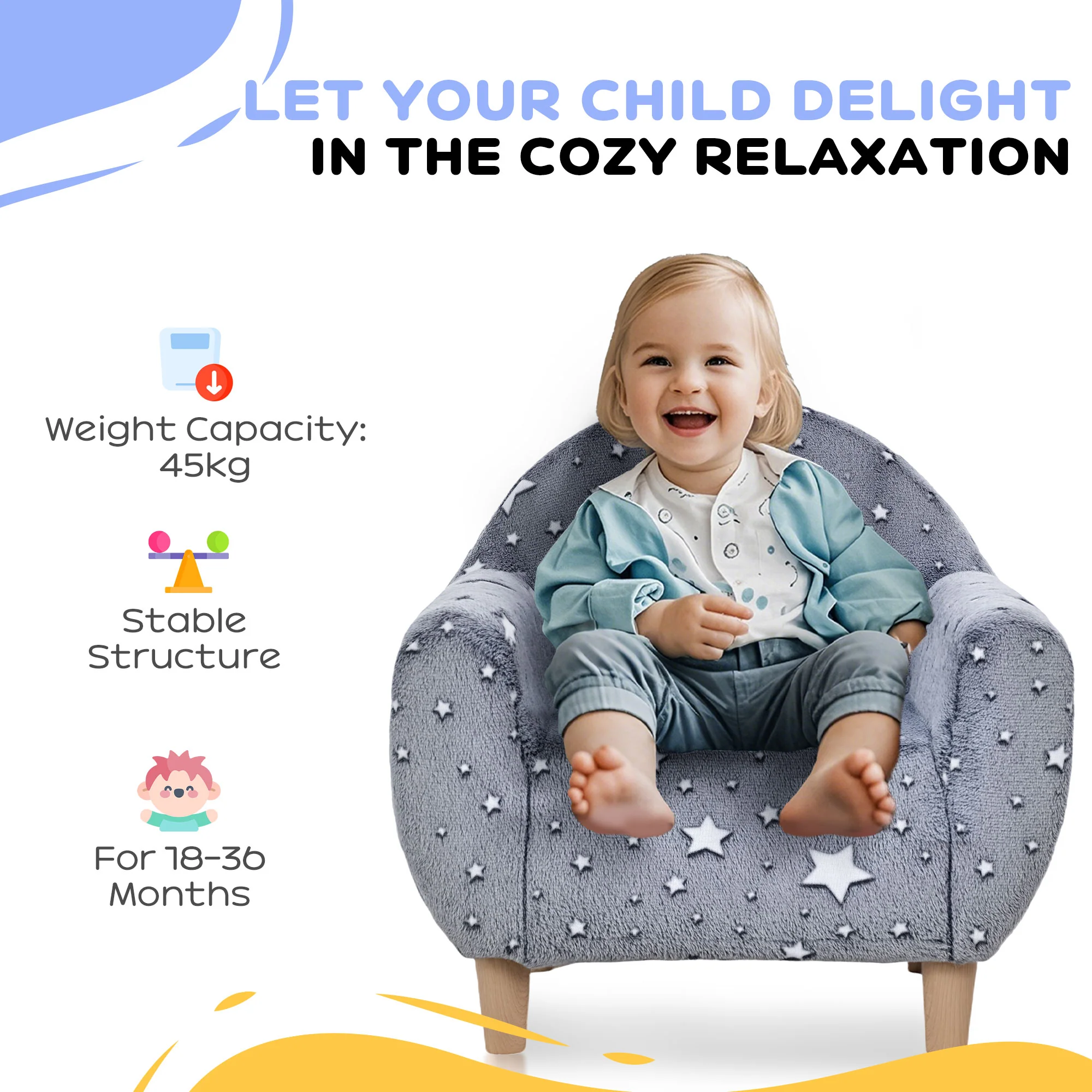 AIYAPLAY Kids Armchair, Glow In The Dark Chair For Bedroom - Image 6