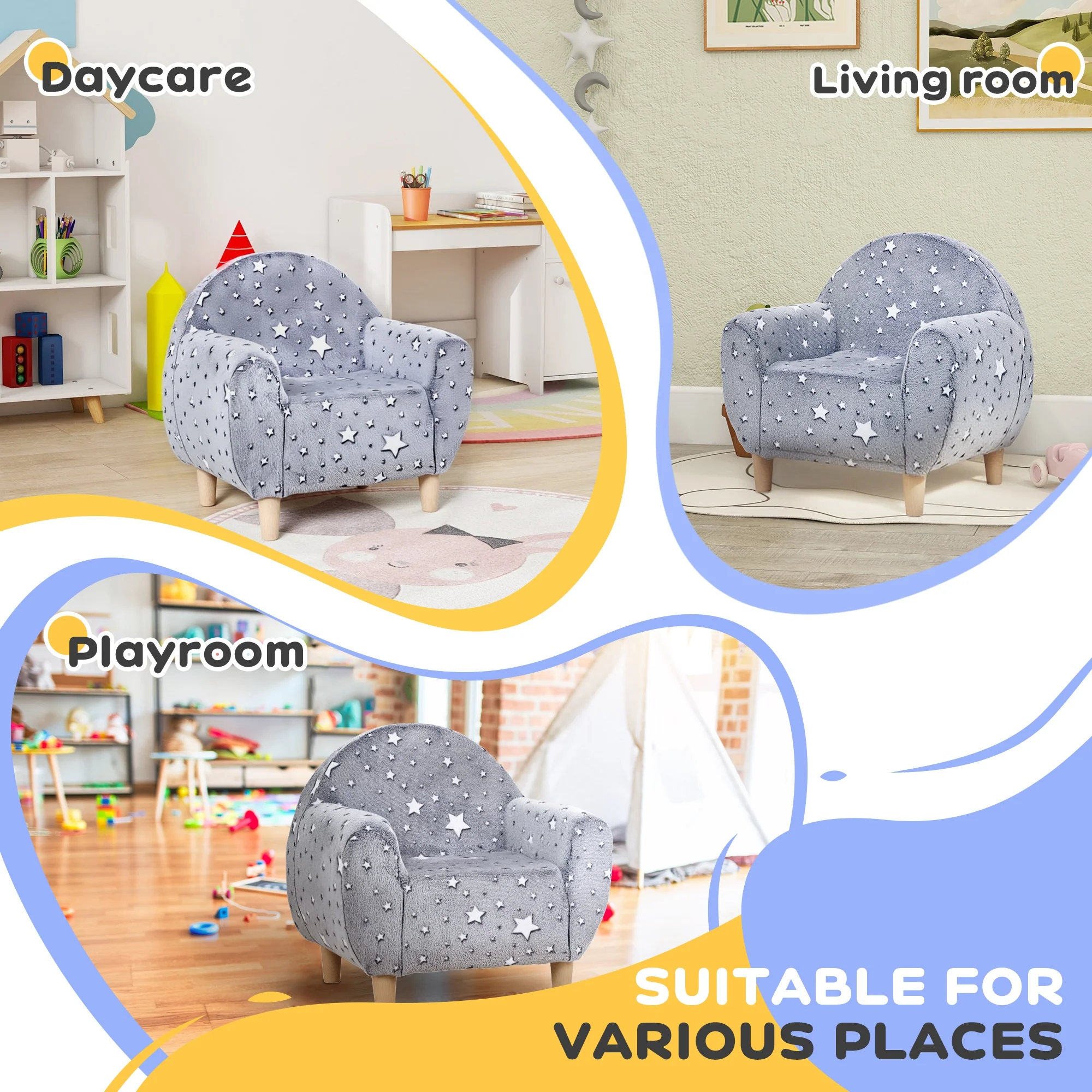 AIYAPLAY Kids Armchair, Glow In The Dark Chair For Bedroom - Image 7
