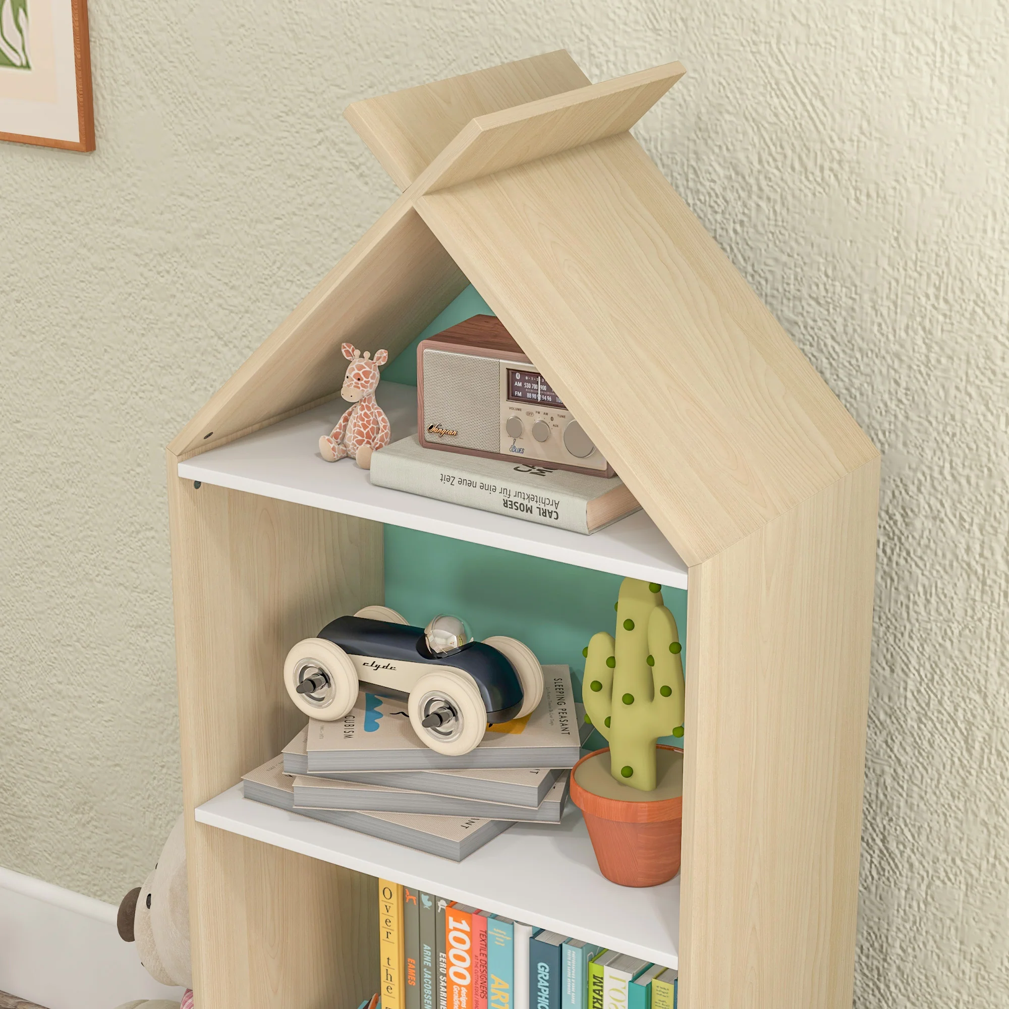 AIYAPLAY Kids Bookshelf with 3 Shelves, Drawer, Anti-tip Device, for Kids Room - Image 8