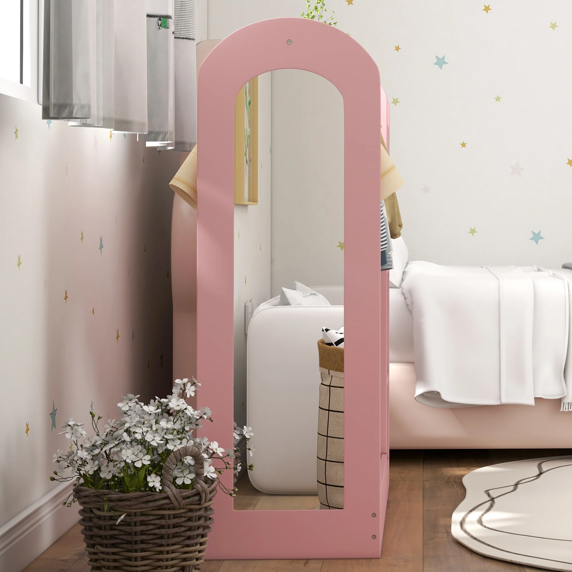 AIYAPLAY Kids Cloth Rail With Storage Shelf, Boxes, Mirror For Bedroom - Image 18